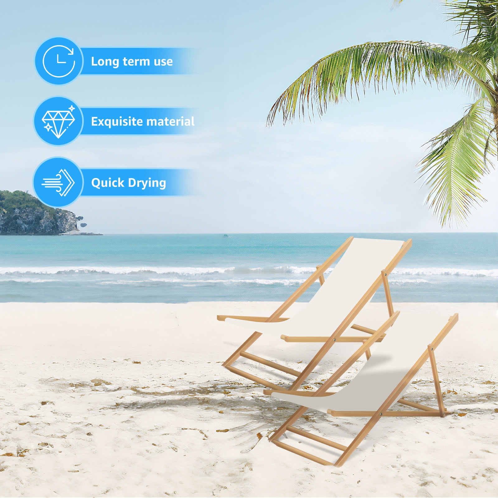FYJUCPA Sling Chair Replacement Fabric, Heavy-Duty Outdoor Patio Canvas for Lounge and Beach Chairs (Beige, 45.3 x 16.9 in) ua5ym - Image 4
