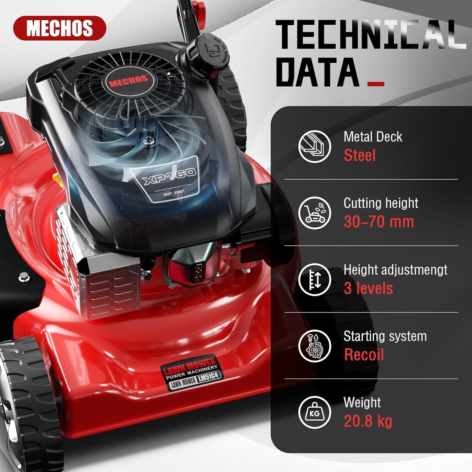 Datingday 20 in 144cc 4-Cycle Gas Walk Behind Lawn Mower (Red, 20 in) pc95t