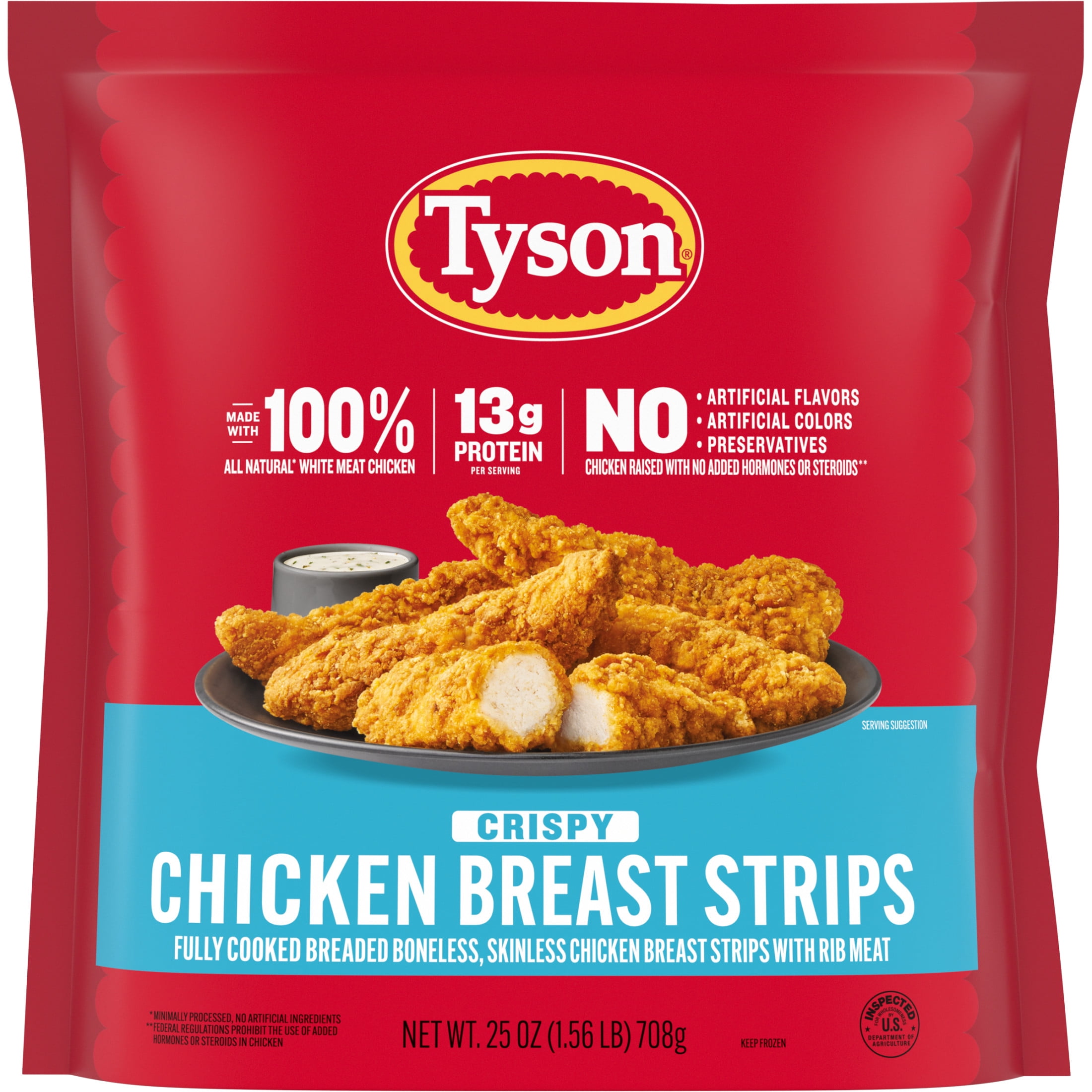 Tyson Crispy Chicken Breast Strips, Fully Cooked Frozen White Meat (25 oz) wx9o7