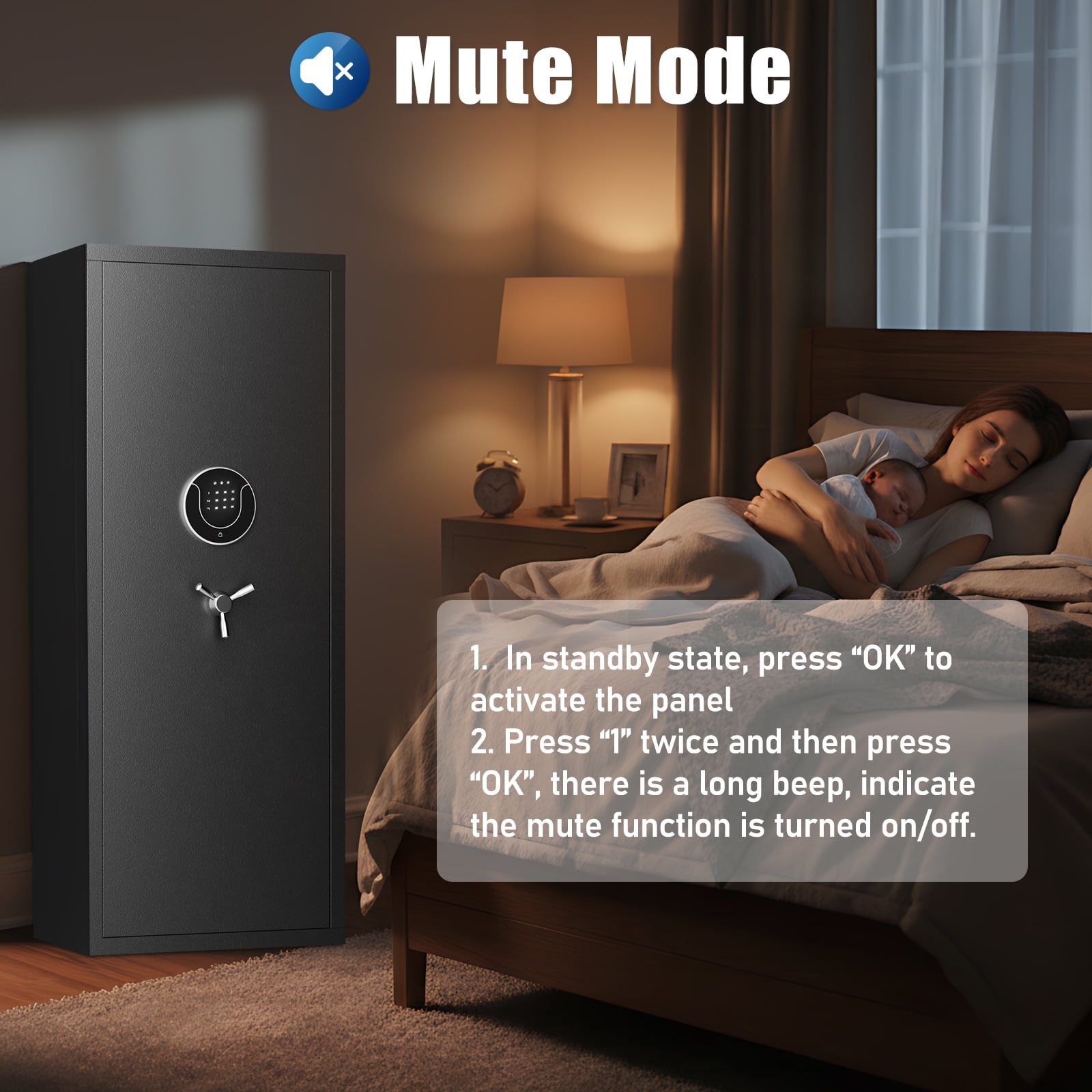 Omethey Large Digital Gun Safe, Quick Access Security Cabinet for Home Defense (Black, 54.33 in x 21.65 in x 13.8 in) snlw2