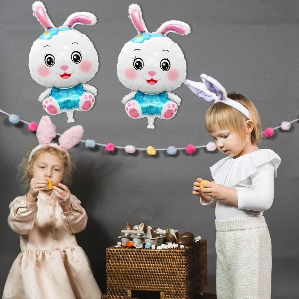 Jiibva Easter Bunny Foil Balloons, Rabbit Shaped Party Decorations (Blue, 5 Pack) dytcz