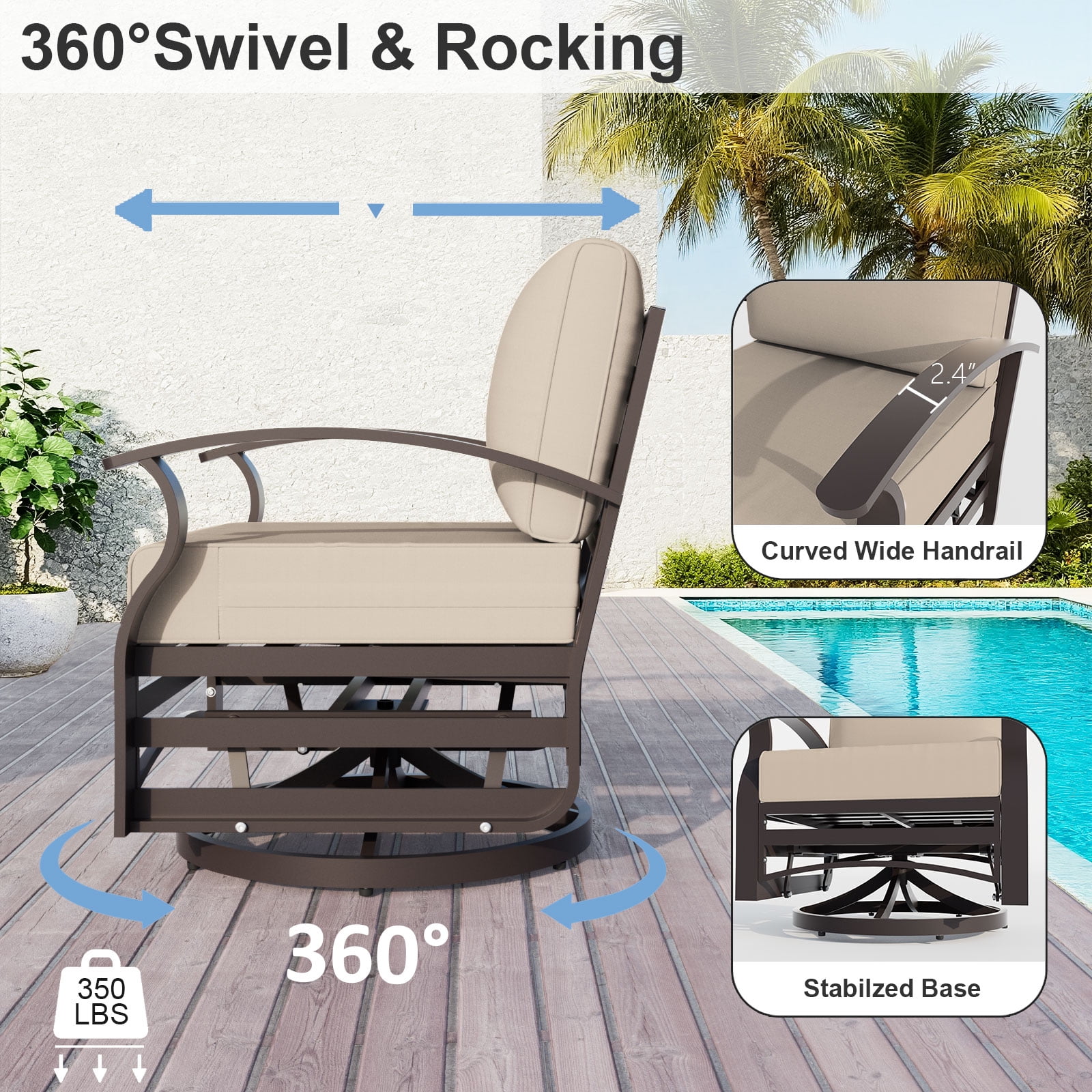 ALAULM 5-Piece Aluminum Patio Furniture Set with Propane Fire Pit Table (Black, 5-Seat) 1f74u
