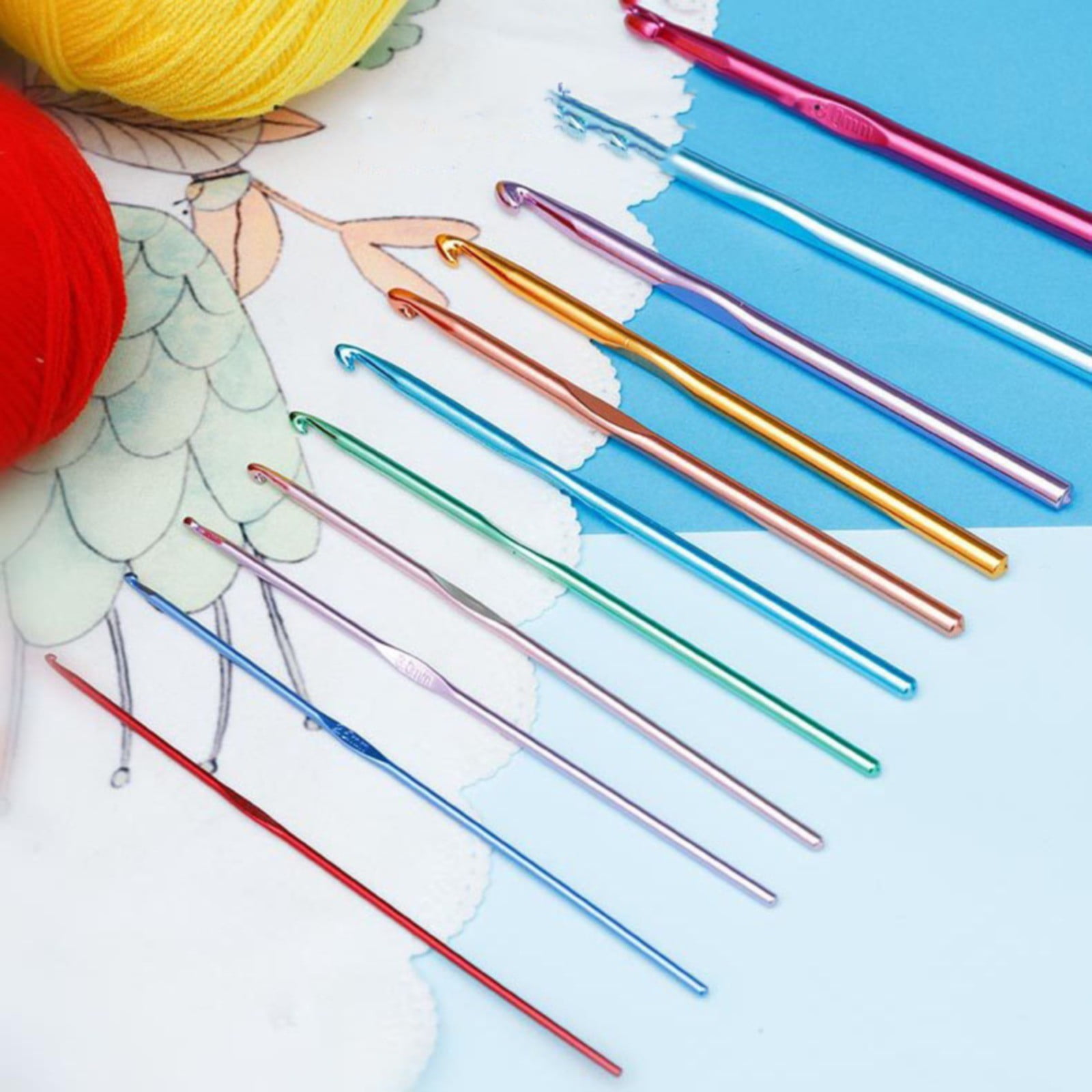 giyblacko Crochet Hooks Set Aluminum Knitting Needles Ergonomic Craft Tool Kit (Green, 14-Piece Set) 9hko3