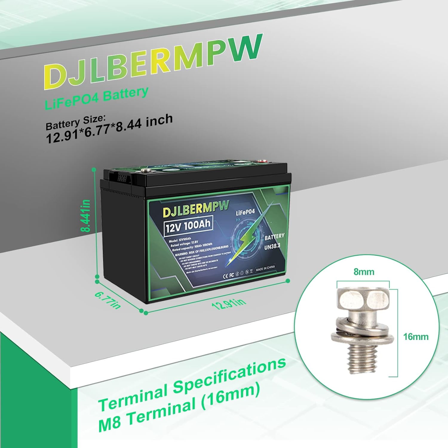 DJLBERMPW 12V 100Ah LiFePO4 Lithium Battery Deep Cycle with 100A BMS (4 Pack) mfudy