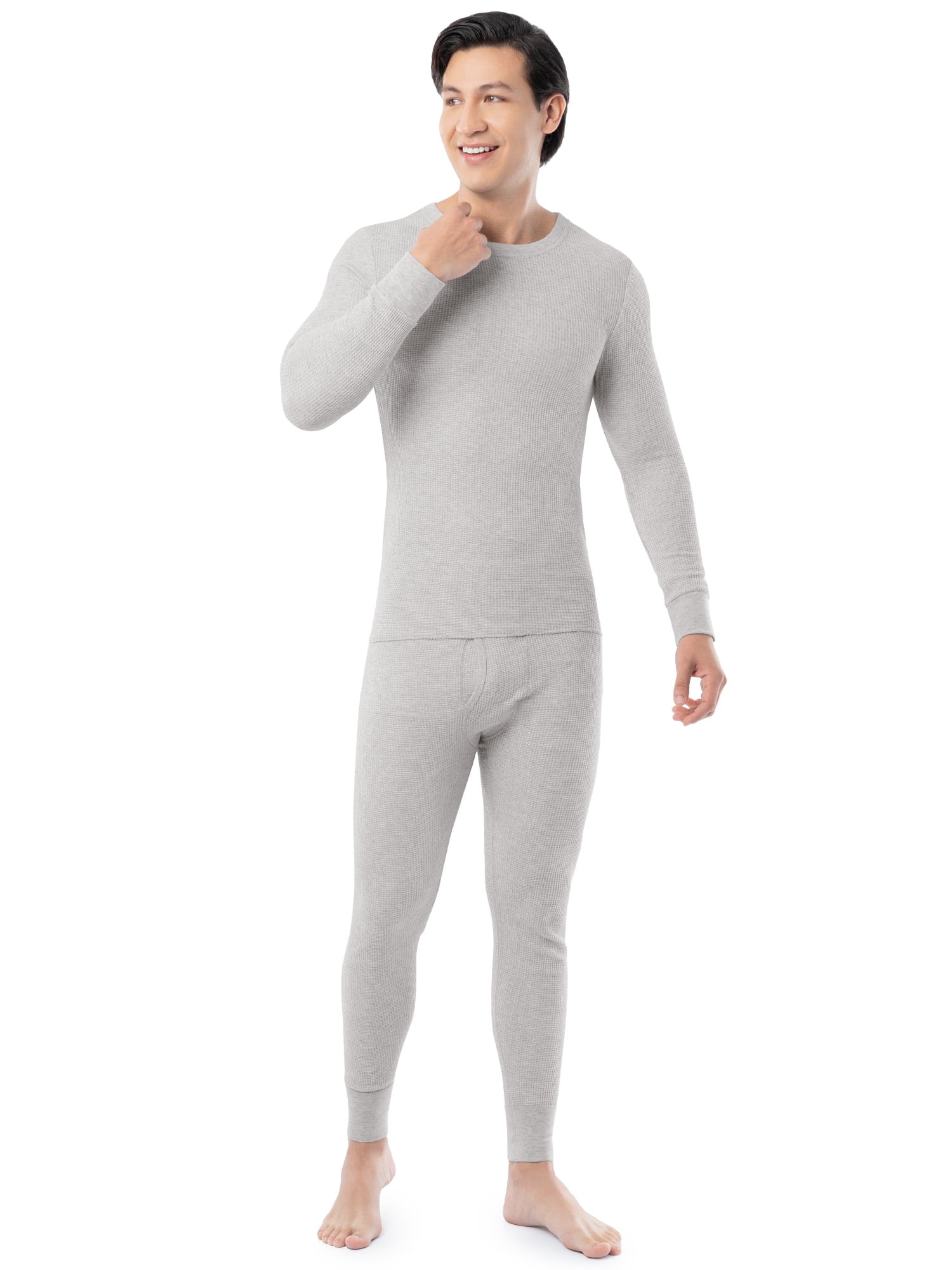 Fruit of the Loom Men's Thermal Waffle Crew Top (Black, 3-Pack) 0i5jn