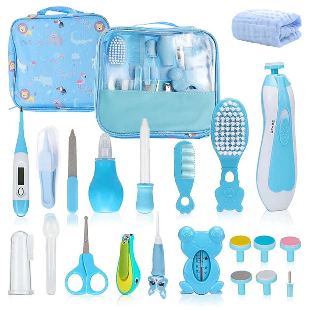 Byseng 23-in-1 Baby Healthcare and Grooming Kit - Newborn Nursery Essentials Set (Blue, 1 Set) 3ystn