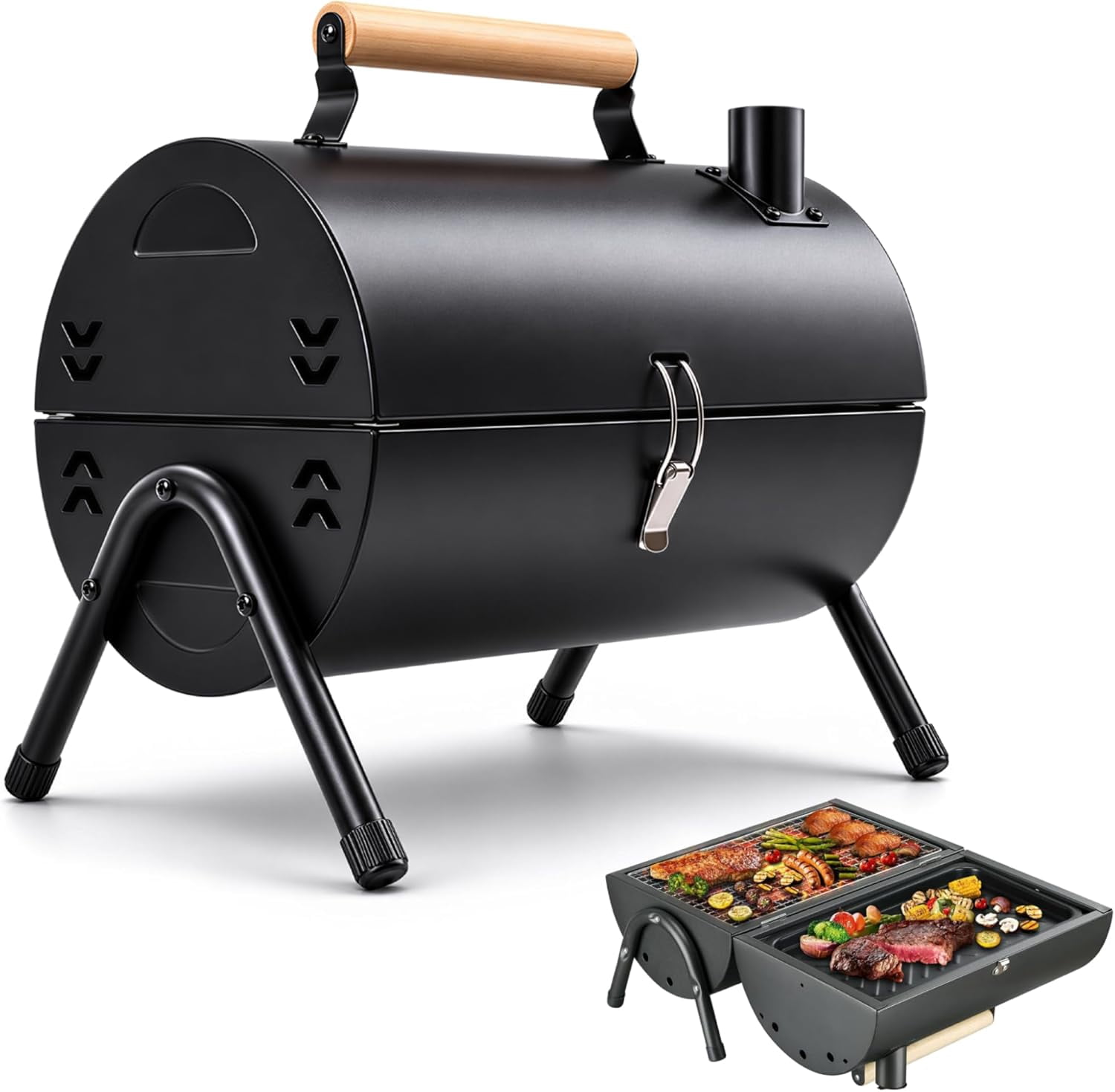 YOOKIA Portable Charcoal Grill, Foldable Outdoor BBQ for Camping and Tailgating (Black, 14 in x 10 in) gqx7s