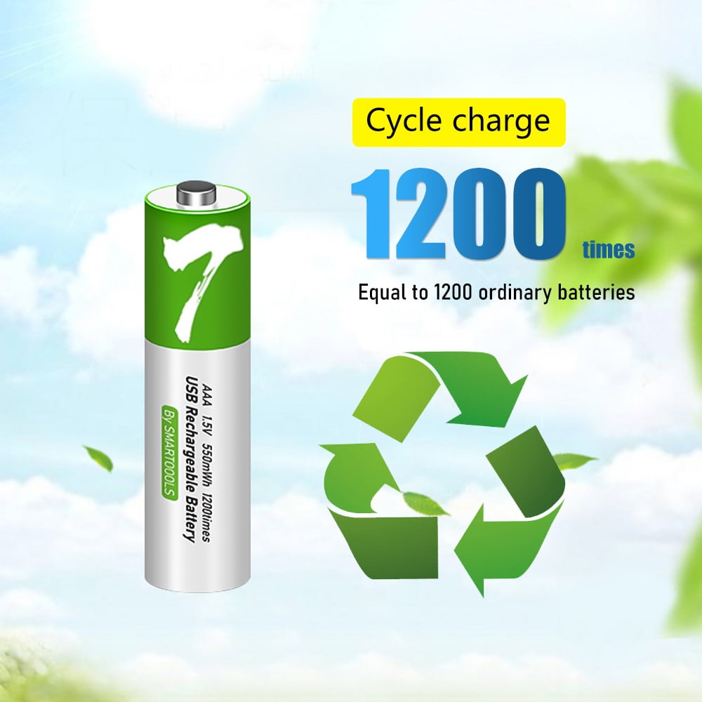 DFITO Rechargeable AAA Lithium Ion Batteries with USB-C Charging Cable (4 Pack, 1.5V) 3dnqb