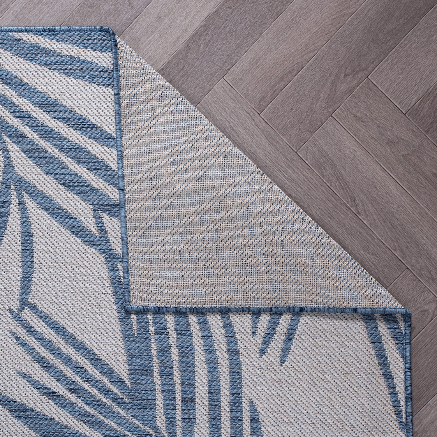 World Rug Gallery Contemporary Distressed Leaves Textured Flat Weave Indoor/Outdoor Area Rug (Blue, 2 ft x 7 ft) hupb3
