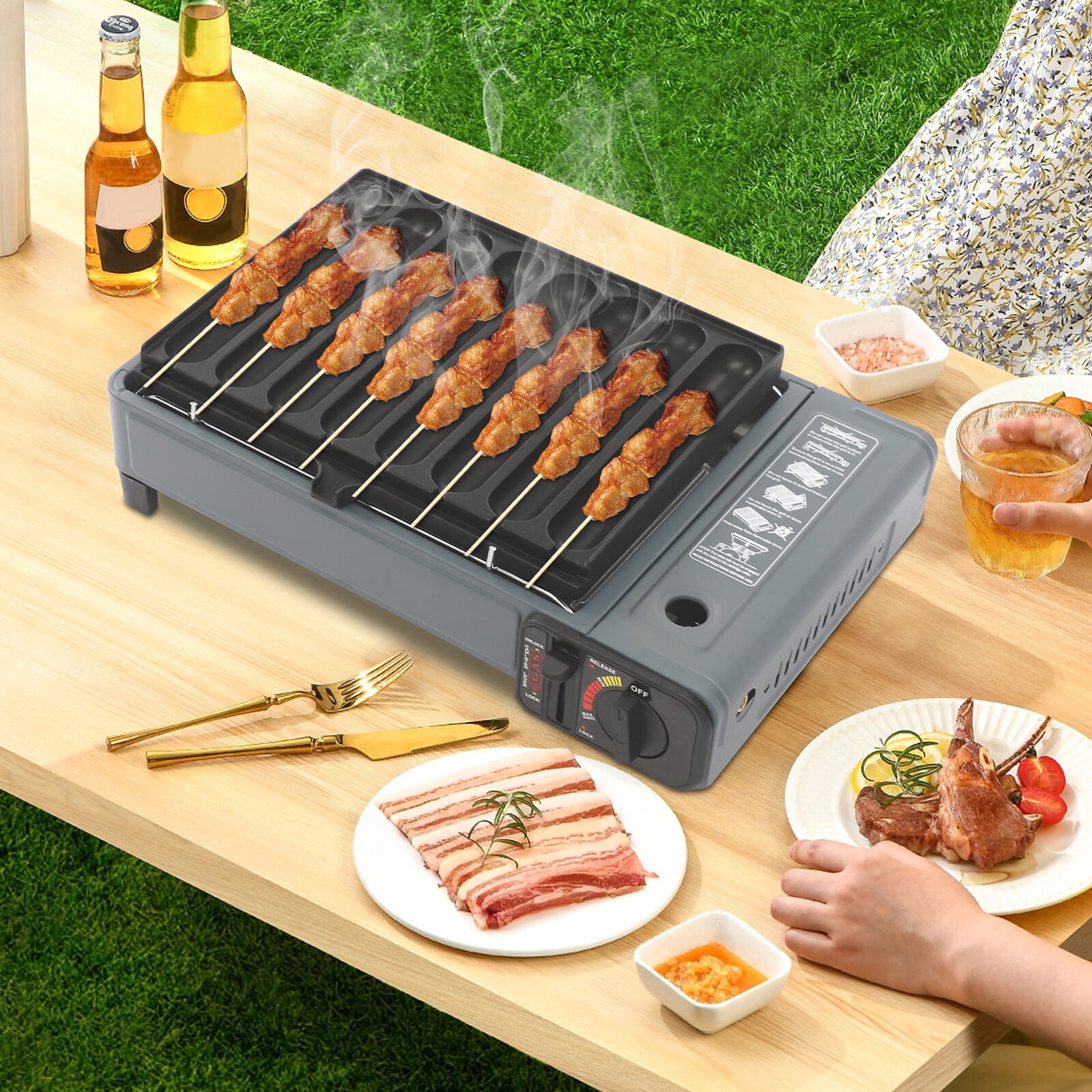 Generic Portable Butane Stove Tabletop BBQ Grill (Black, 7.5 lb) mrj8c