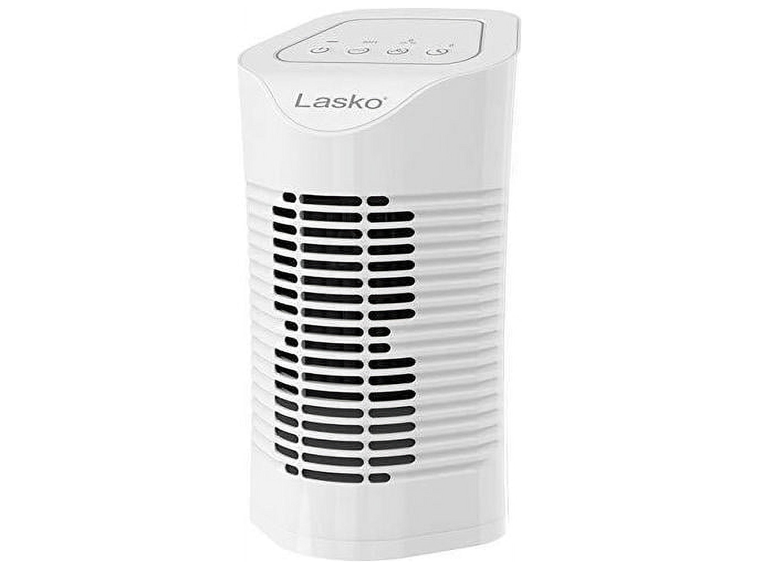Lasko 3-Stage Desktop Tower Air Purifier with Ionizer and Timer (White, 11 in Tall) n4dt8