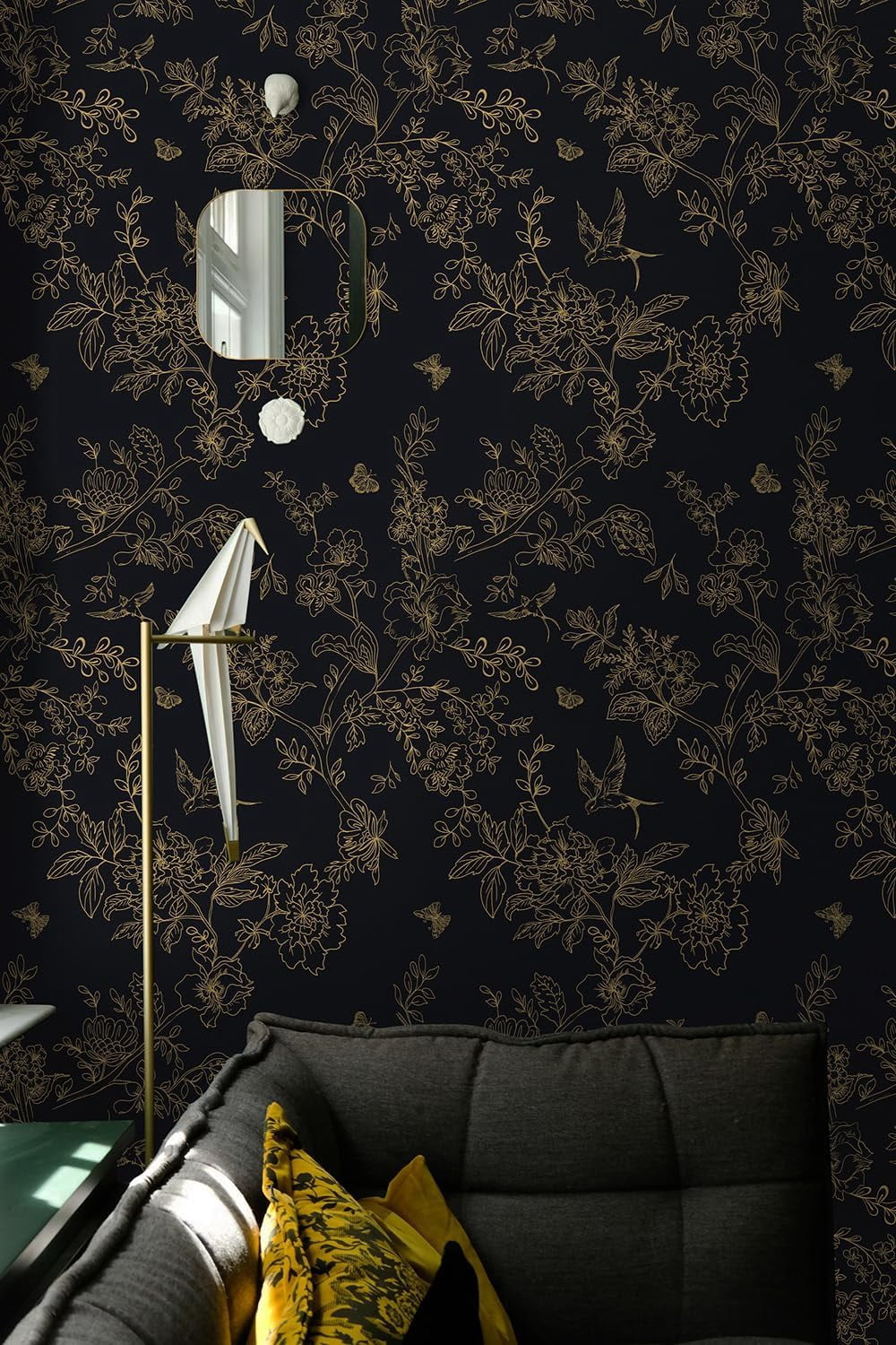 Usachibb Vintage Floral Peel and Stick Wallpaper, Removable Boho Contact Paper for Bedroom and Bathroom (Cream White and Blue, 17.7 in x 118.1 in) 7fljd