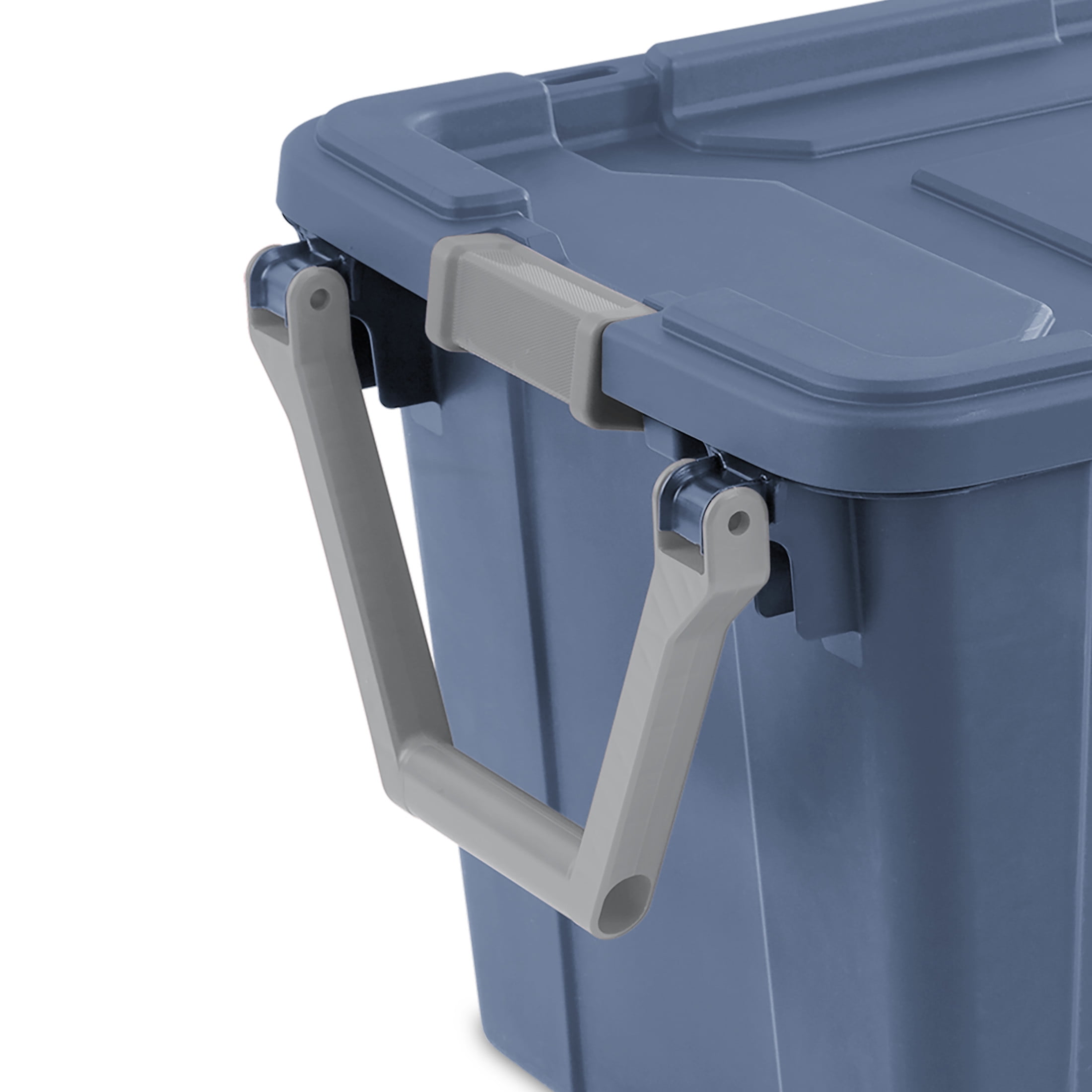 Sterilite Industrial Wheeled Storage Bin, Heavy-Duty Plastic Tote with Latching Lid and Pull Handle (Blue, 40 Gallon, 2 Pack) 1srgn