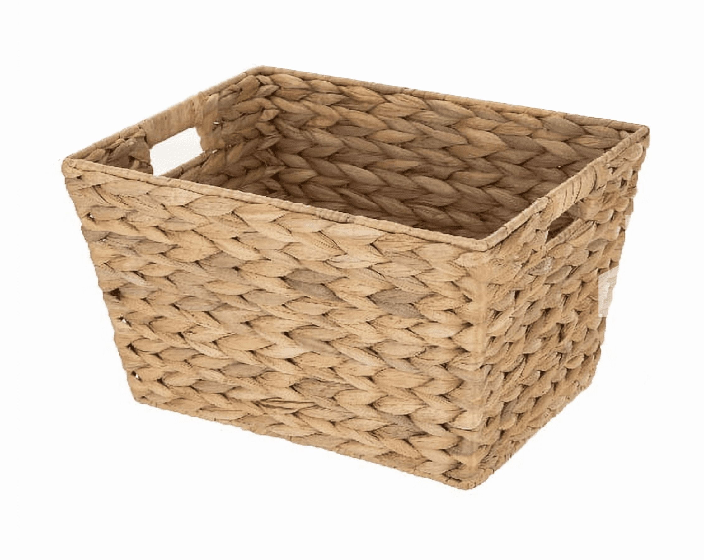 Better Homes & Gardens Large Water Hyacinth Decorative Storage Basket with Handles (White, 6 Pack, 14.25 in x 11.25 in x 8.5 in) rv2cy