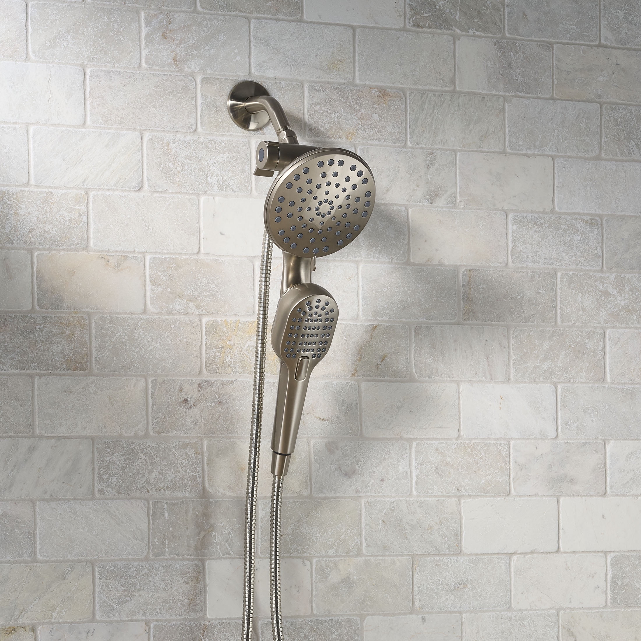 Better Homes & Gardens Magnetic Dual Showerhead Combo (Satin Nickel, 72 in Hose) a5esw