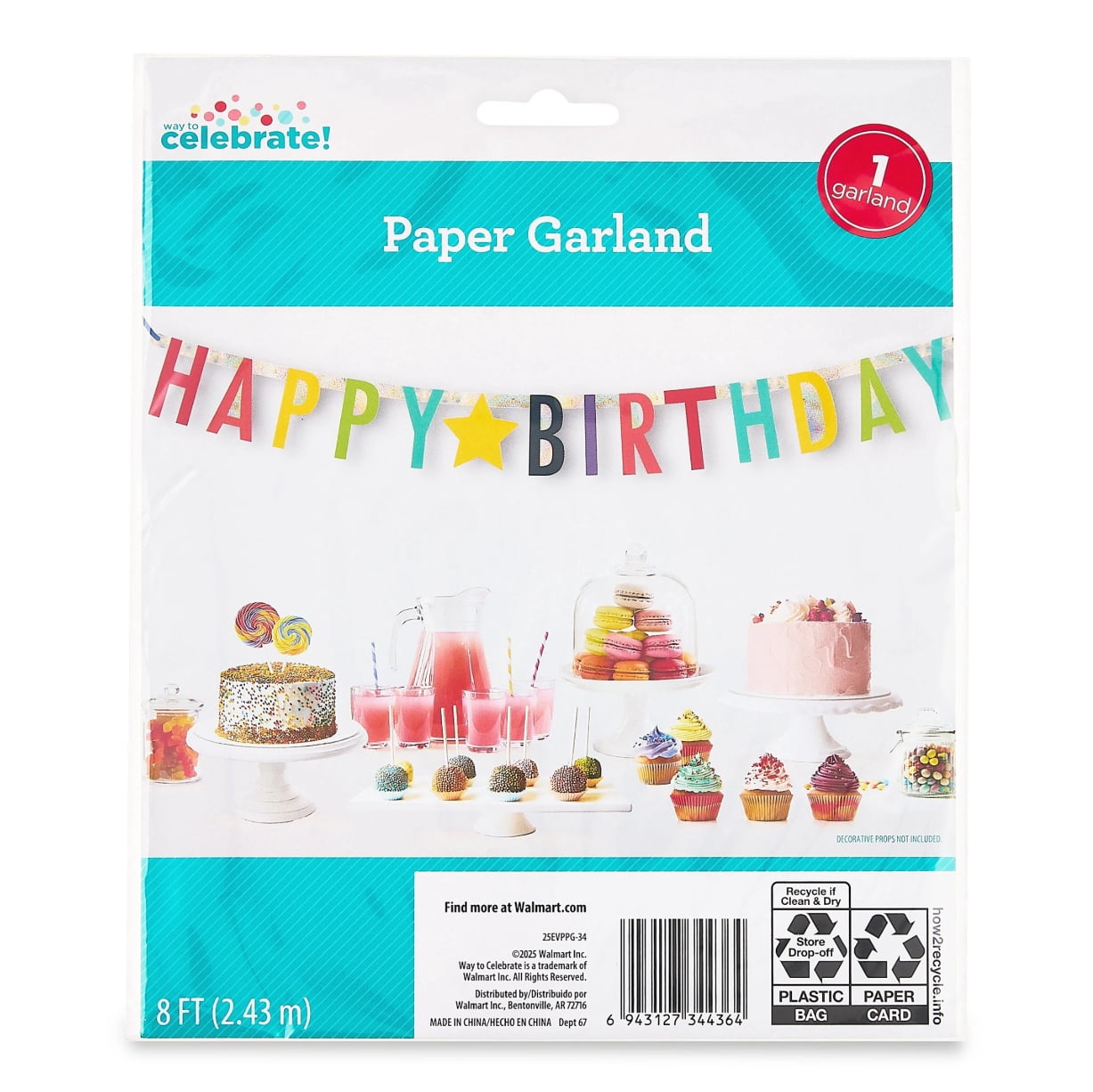 Way To Celebrate Happy Birthday Paper Party Banner, Festive Holographic Accents (Multi-Color, 8 ft) yv3g0