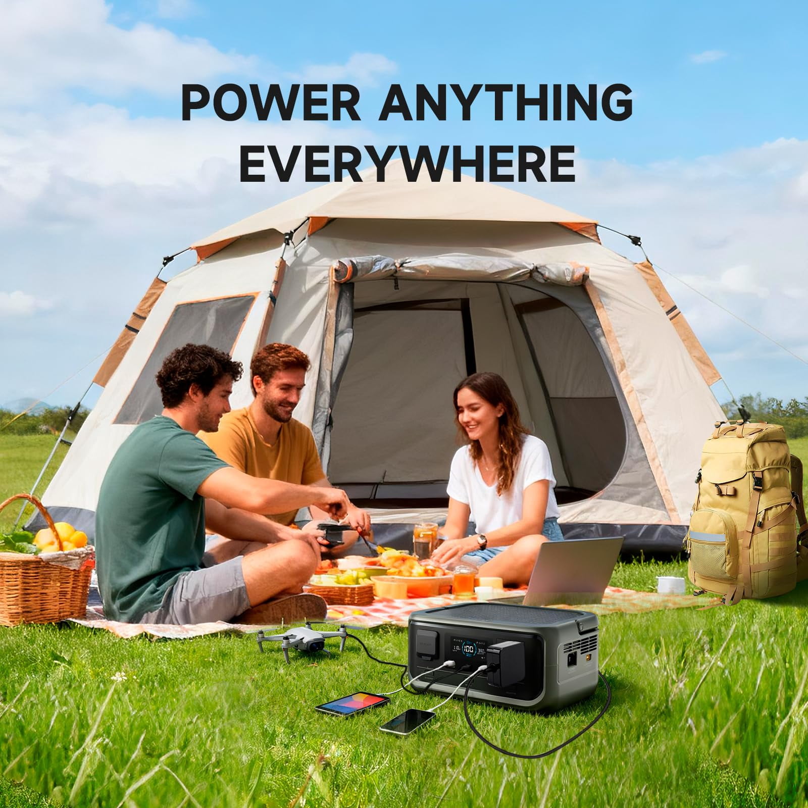 ALLPOWERS P300 Portable Power Station with 100W ETFE Solar Panel (Black, 256Wh) l0p0p