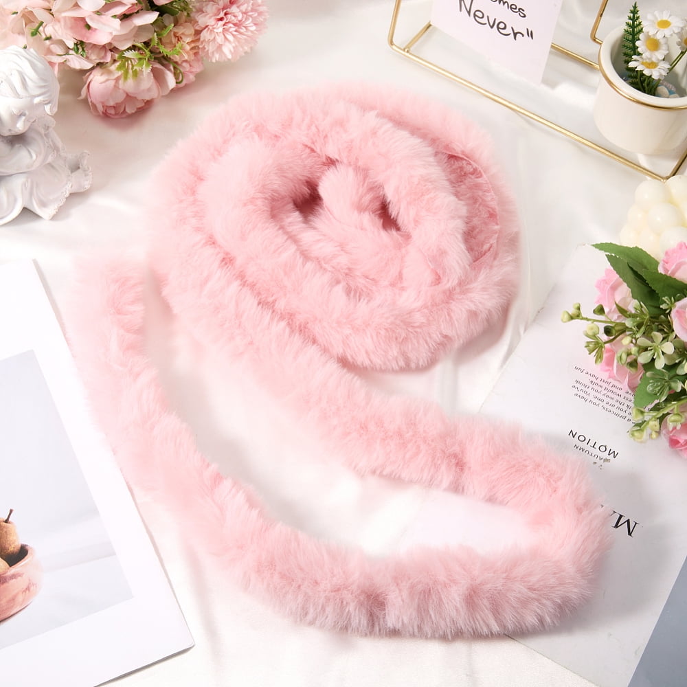 AHANDMAKER Faux Fur Chenille Stick Fabric Roll for DIY Christmas Decor and Wreath Bows (Flamingo Pink, 78.74 in x 0.08 in) 4lal5