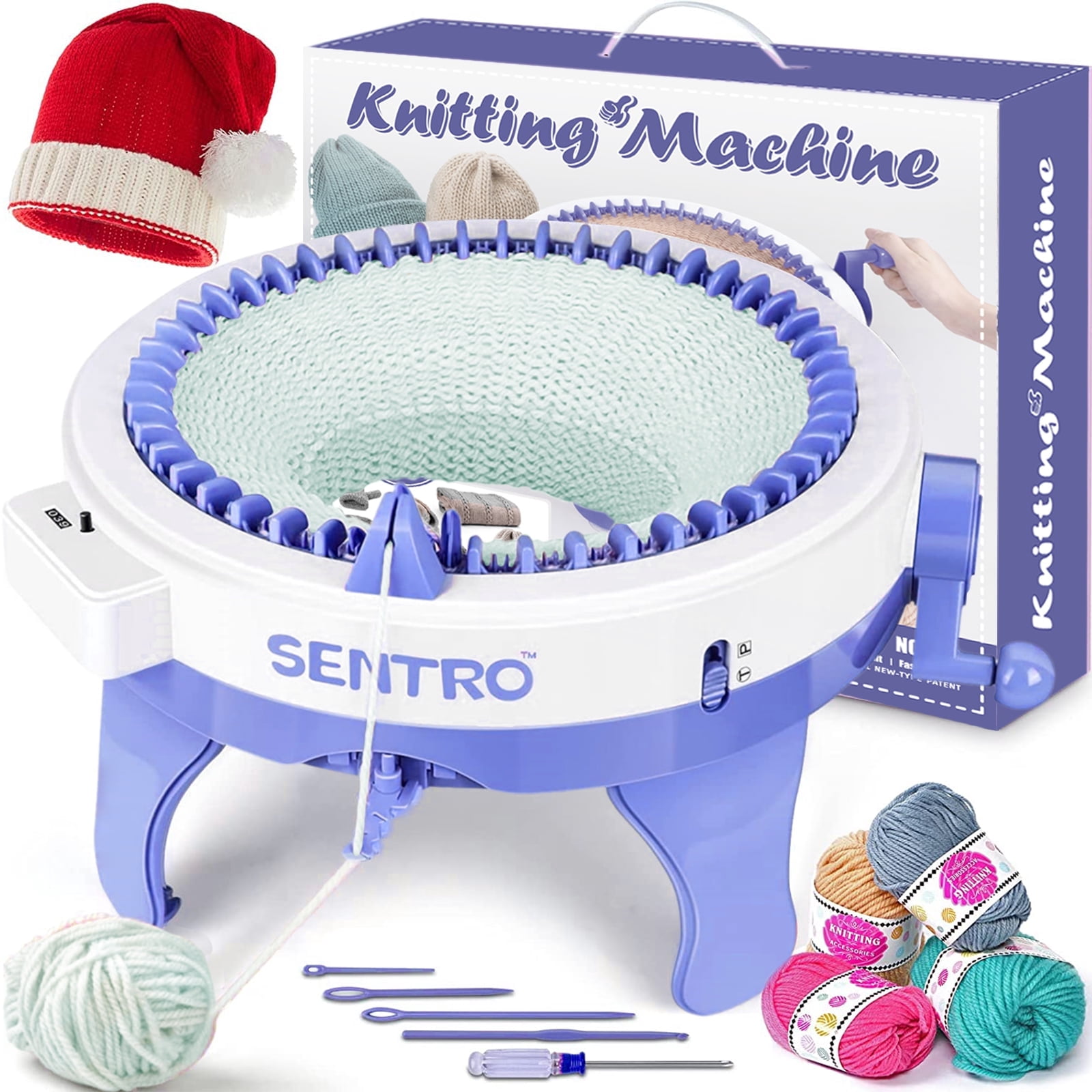 Ycxydr 48-Needle Knitting Machine with Row Counter, Circular Loom for DIY Hats and Scarves (Blue, 15 in) wrps2