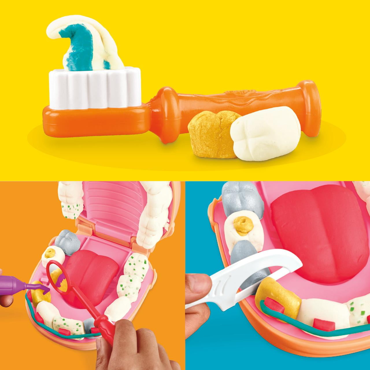 Play-Doh Drill 'n Fill Dentist Toy Set with 10 Dental Accessories (6-Pack, 12 oz) 6jw71