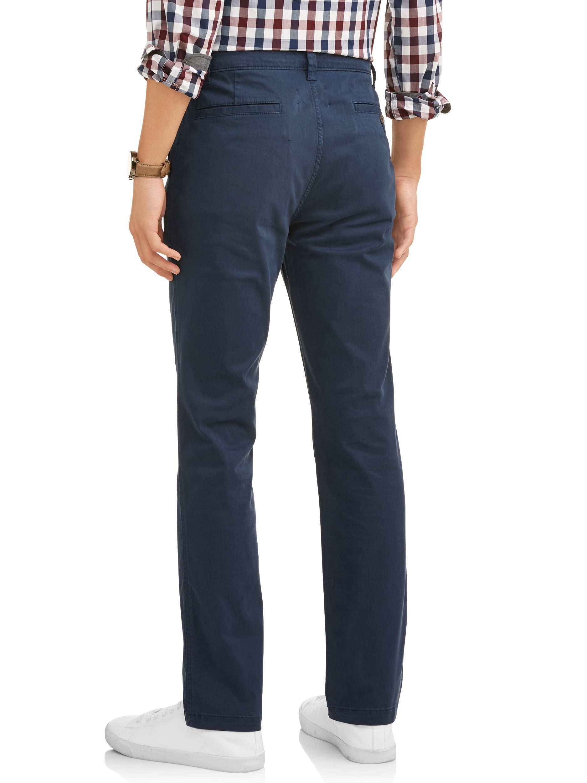 George Men's Slim Fit Chino Pants Stretch Cotton Casual Trousers (Blue, 32x32) d325m