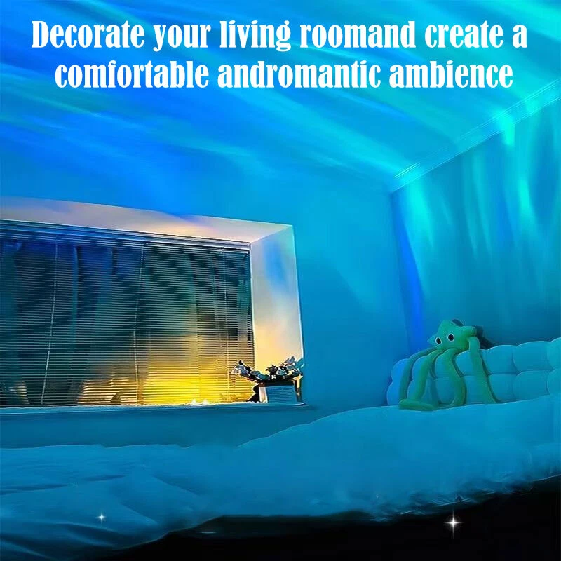 KLYNE Ocean Wave Northern Lights Projector Lamp 16-Color LED Night Light (Cordless, 1 Unit) uxrbb