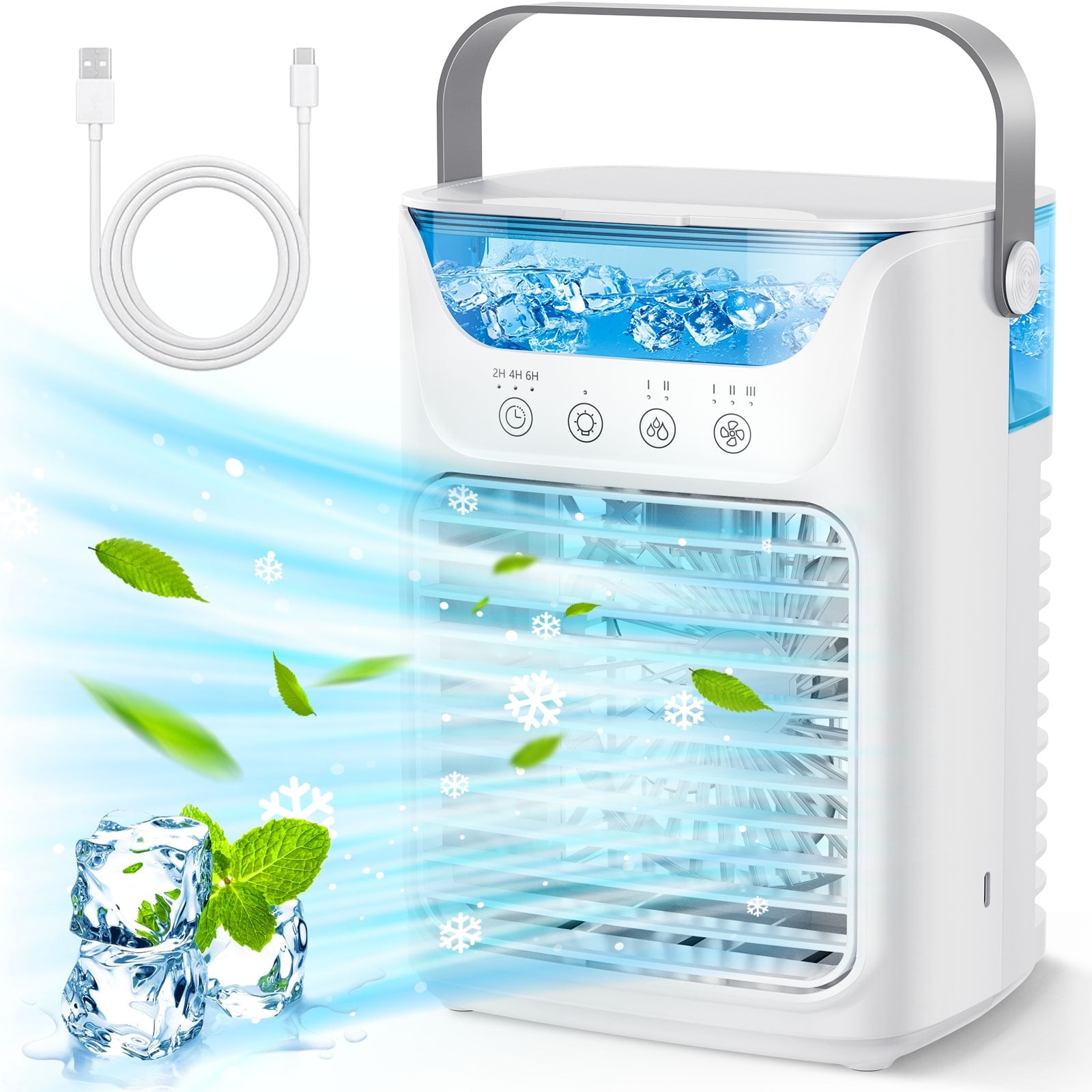 AITREE Portable Air Conditioner 3-in-1 Personal Cooling Fan with Humidifier and Mist (White, 23.67 fl oz) 6e6x3