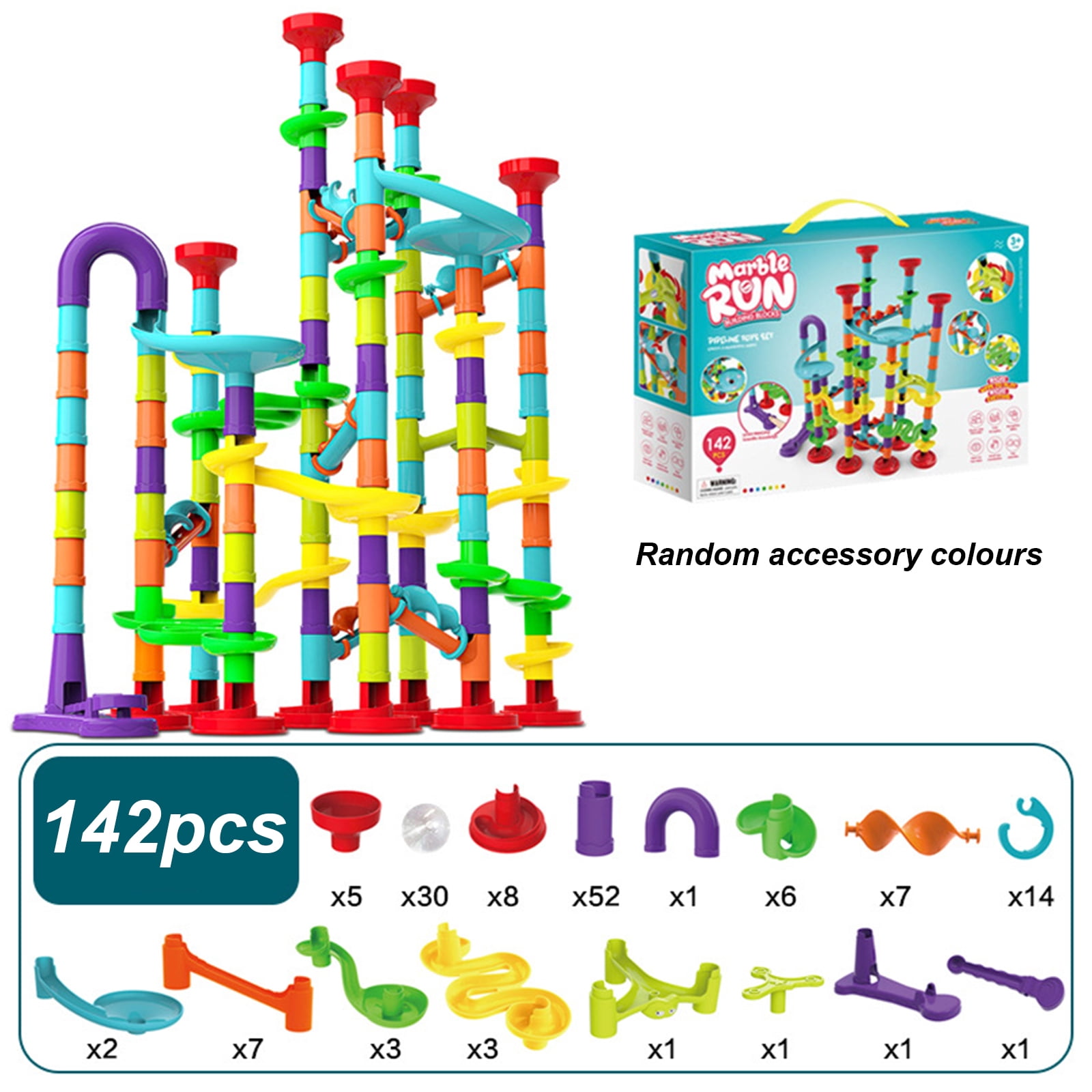 Soapow Marble Run Race Coaster Set, STEM Educational Construction Building Blocks (142 Pieces) 125rv