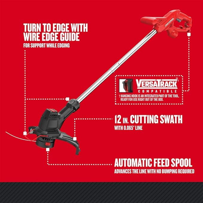 CRAFTSMAN Corded Electric String Trimmer and Edger, 12-Inch Cutting Path (CMEST900) u4mgl