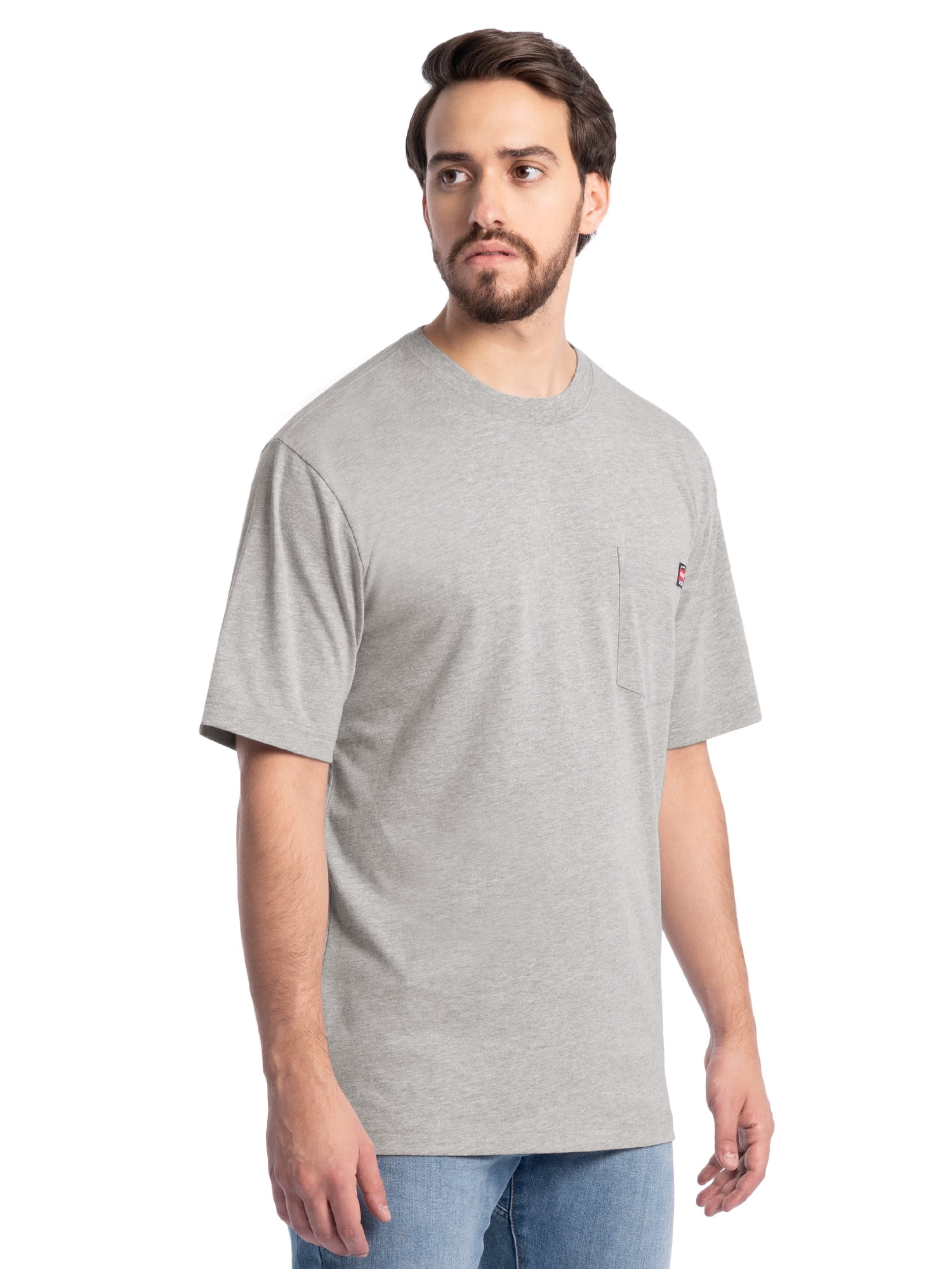 Wrangler Workwear Men's Short Sleeve Pocket T-Shirt (Grey, S) 3-Pack scu55