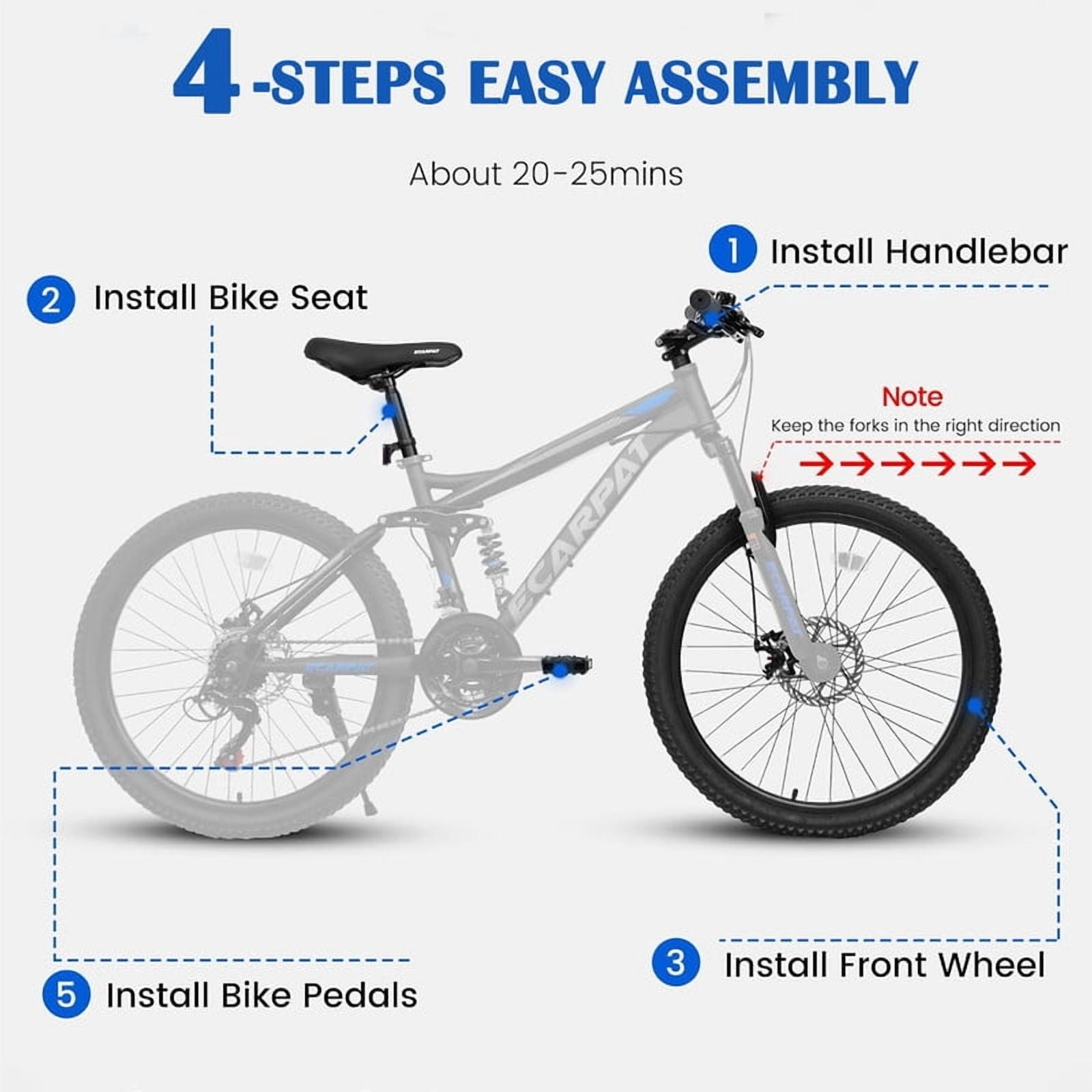 SYOSCHL 24 Inch Mountain Bike, 21-Speed Dual Full Suspension Bicycle with High Carbon Steel Frame (Black, 24 in) r14fp