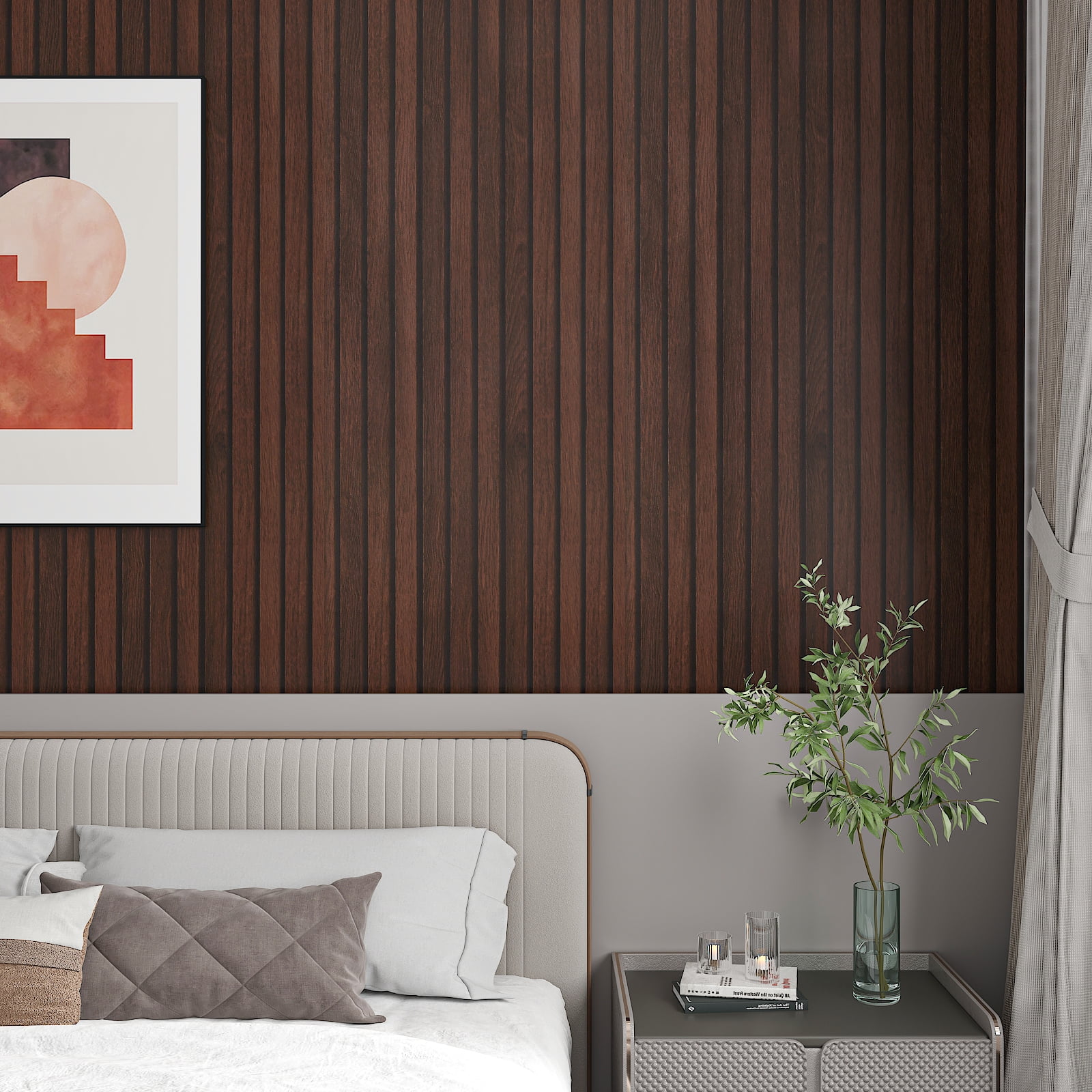 CHIHUT Dark Brown Wood Slat Peel and Stick Wallpaper (Waterproof Vinyl Shiplap Contact Paper, 17.7 in x 100 in) 9dvi6