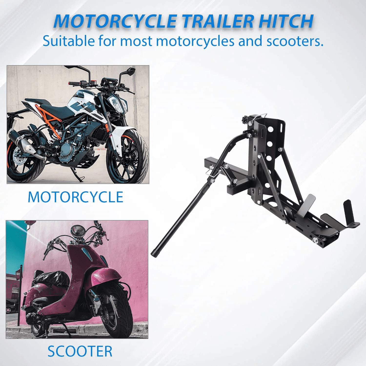 Kojem Motorcycle Trailer Hitch Carrier Tow Dolly Hauler Mount Rack (Glossy Black, 800 lb Capacity) j01oe