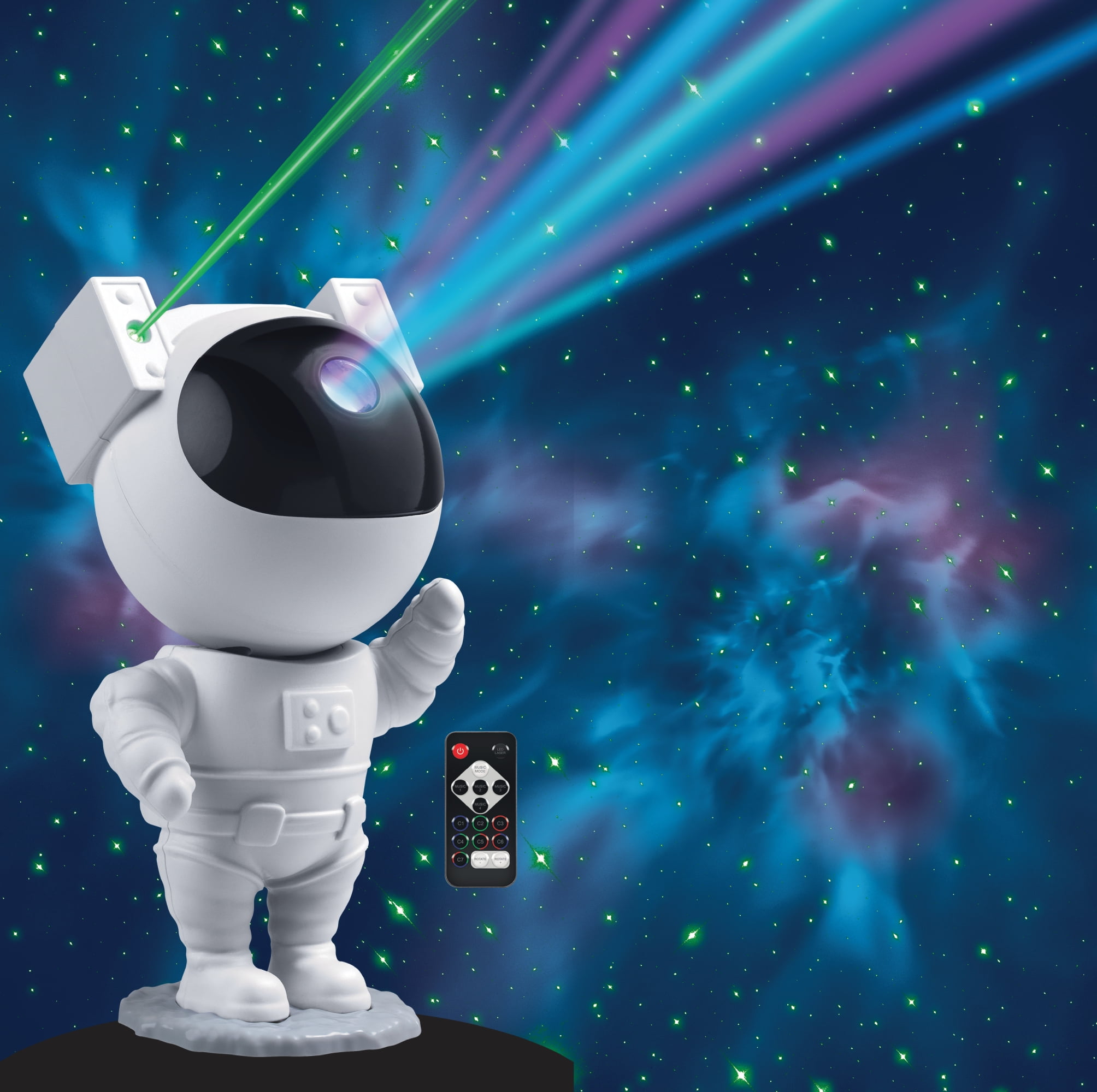 Merkury Innovations Astronaut Galaxy Light Projector with Remote (Multicolor, 10 in) zwlyv