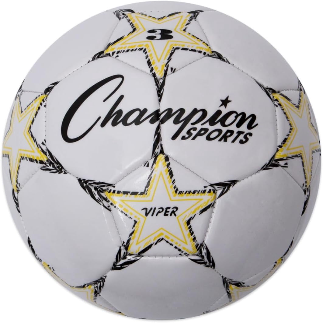 Champion Sports Viper Soccer Ball (White, Size 4) viuc9