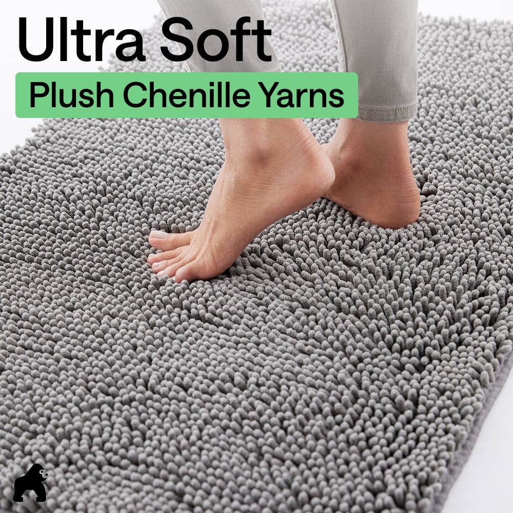 Gorilla Grip Ultra Absorbent Doormat for Muddy Paws, Machine Washable Indoor Entryway Rug (Gray, 24 in x 17 in) 2xk4q