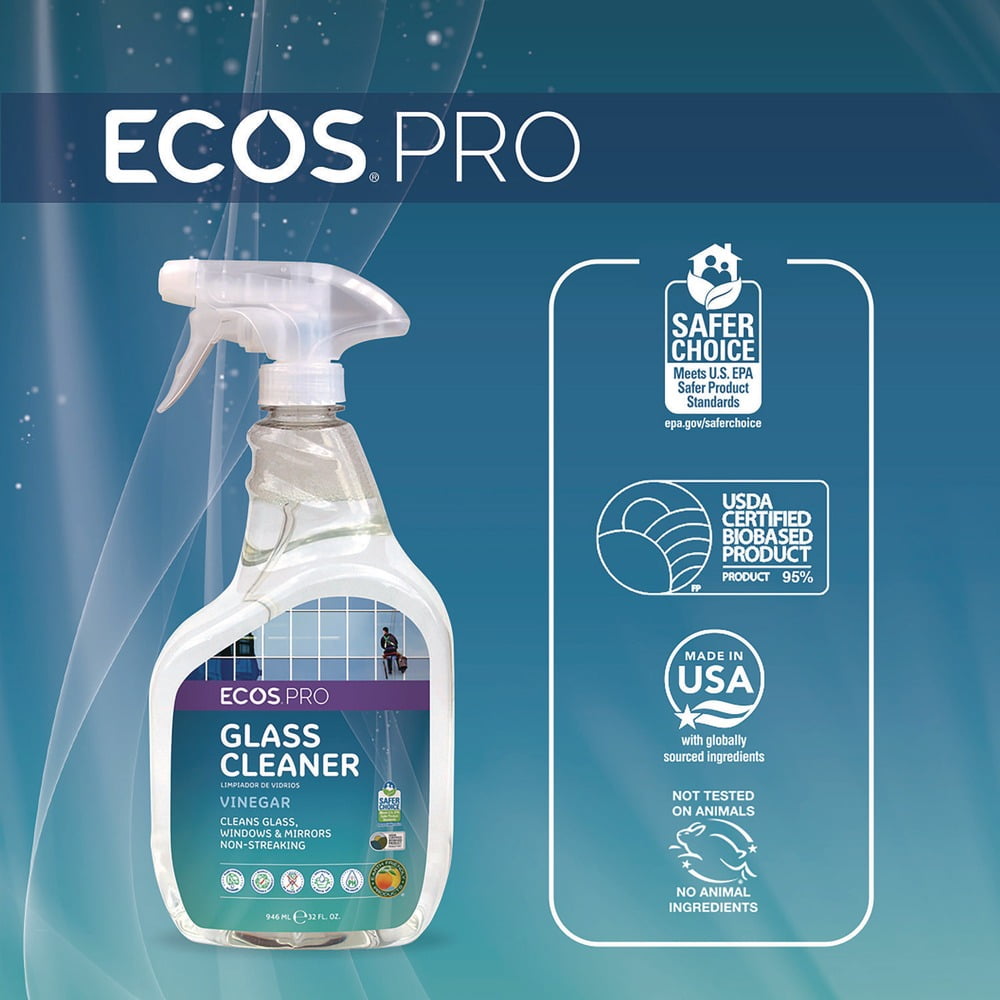 ECOS Proline Glass Cleaner Spray, Vinegar Scented Streak-Free Formula (32 fl oz, 6 Pack) 540zs