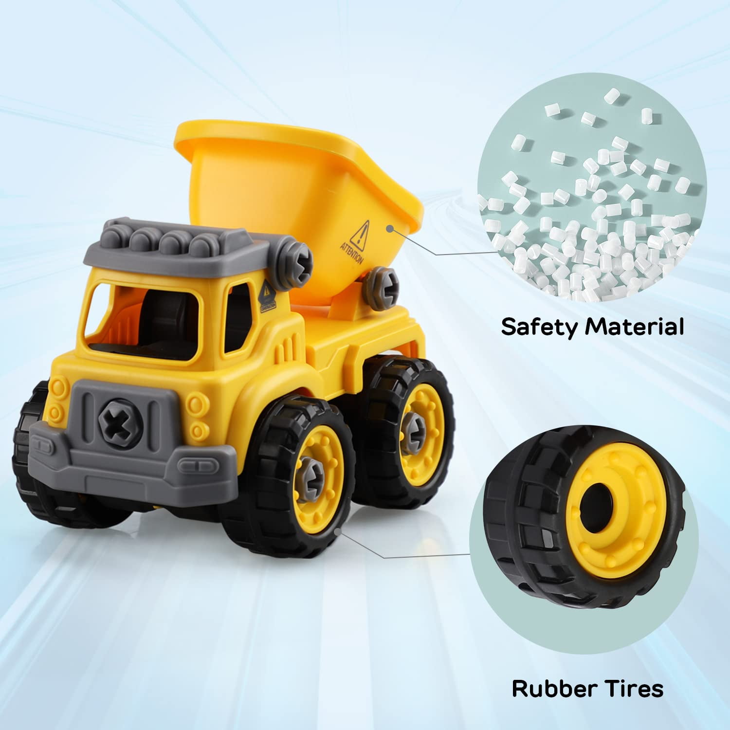 Toy Life Construction Vehicle Building Set, STEM Educational Toy for Kids (Yellow, 3 Count) ph9bv