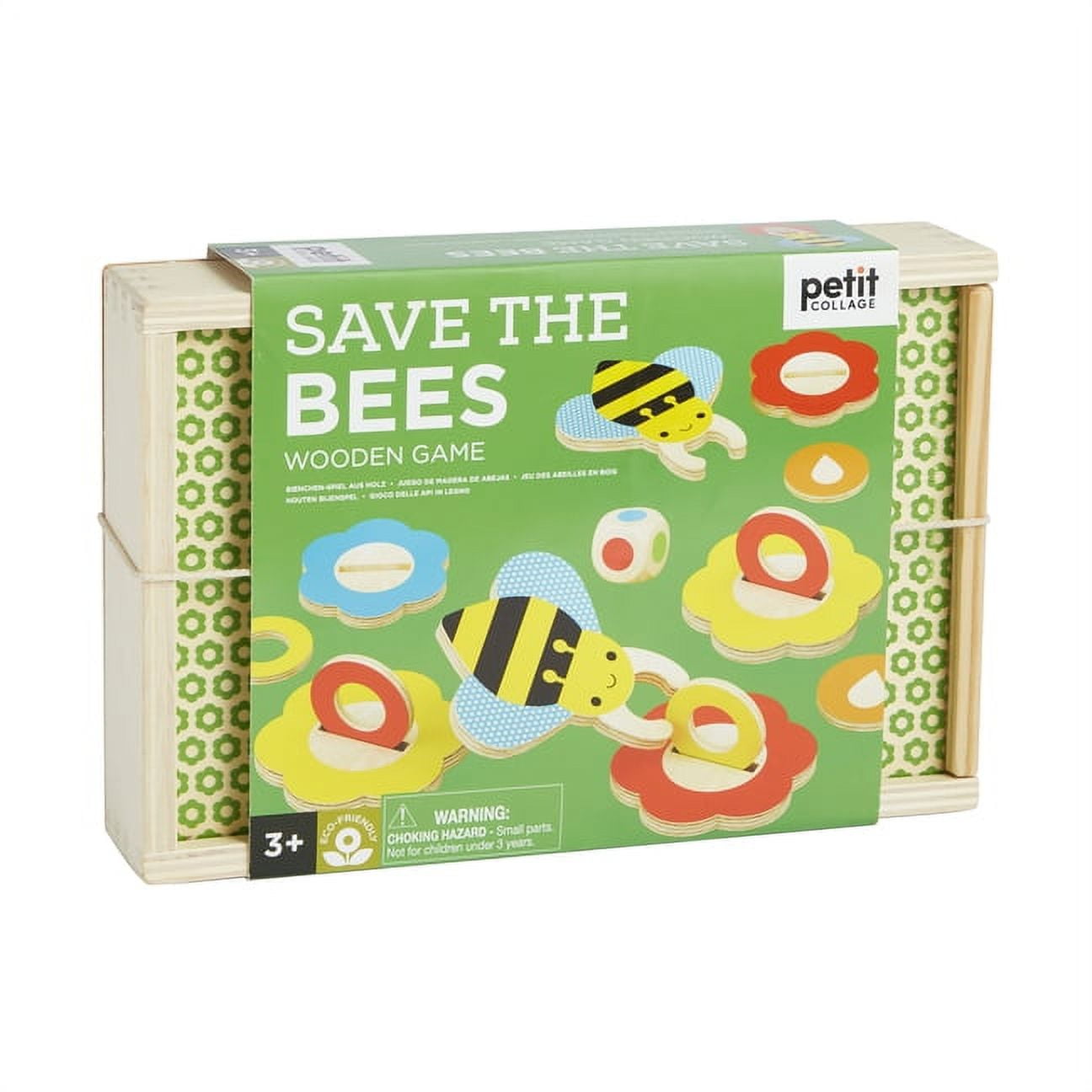 Petit Collage Save the Bees Wooden Game (Educational Strategy Board Game, 10 in x 10 in) ejtca