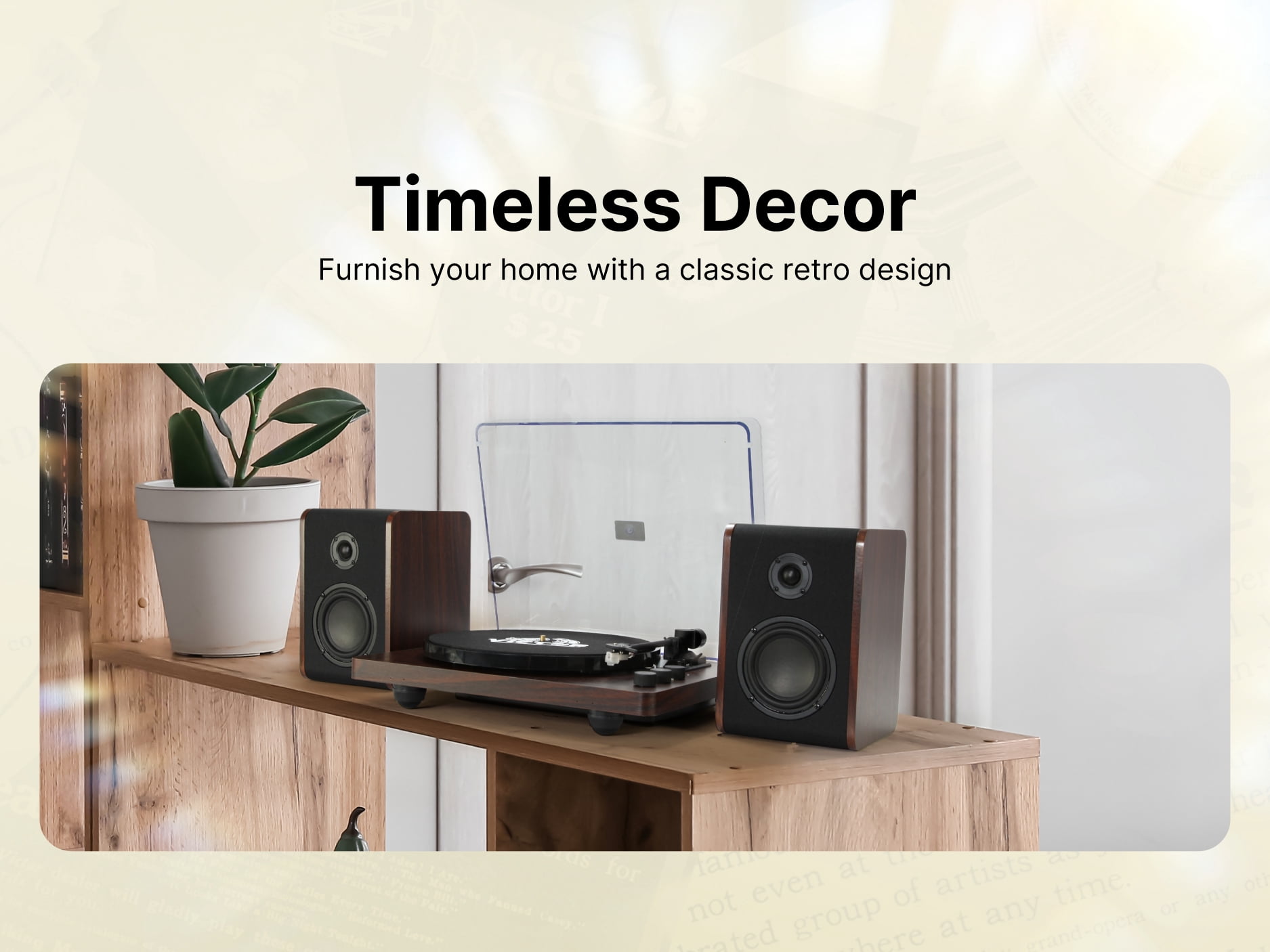 Victor Lincoln Record Player, 3-Speed Turntable with Bluetooth and Detached Stereo Speakers (Wood Finish) fbzf6