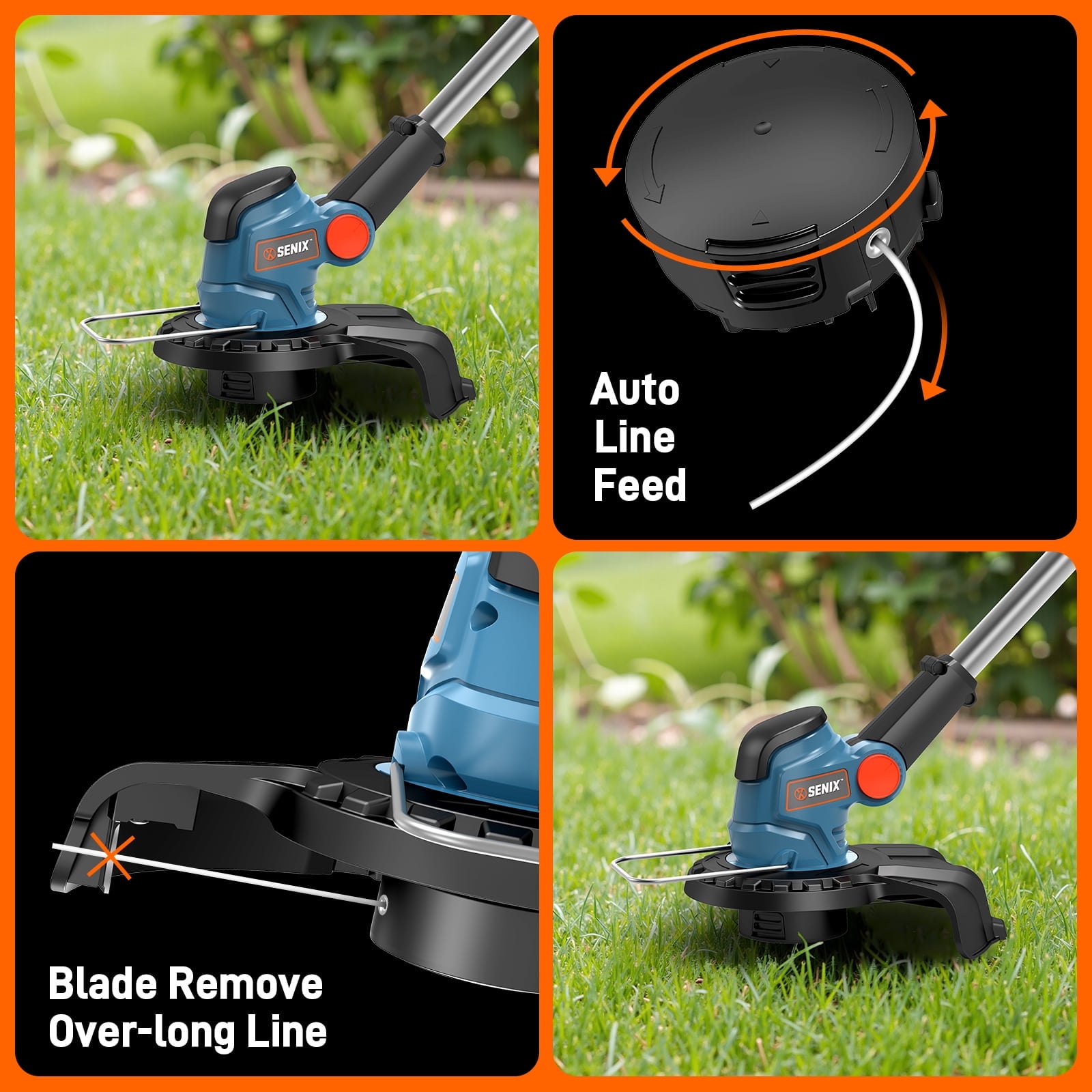 Senix 20V Cordless String Trimmer with 2.5Ah Battery and Charger (10 in, Green) vos58