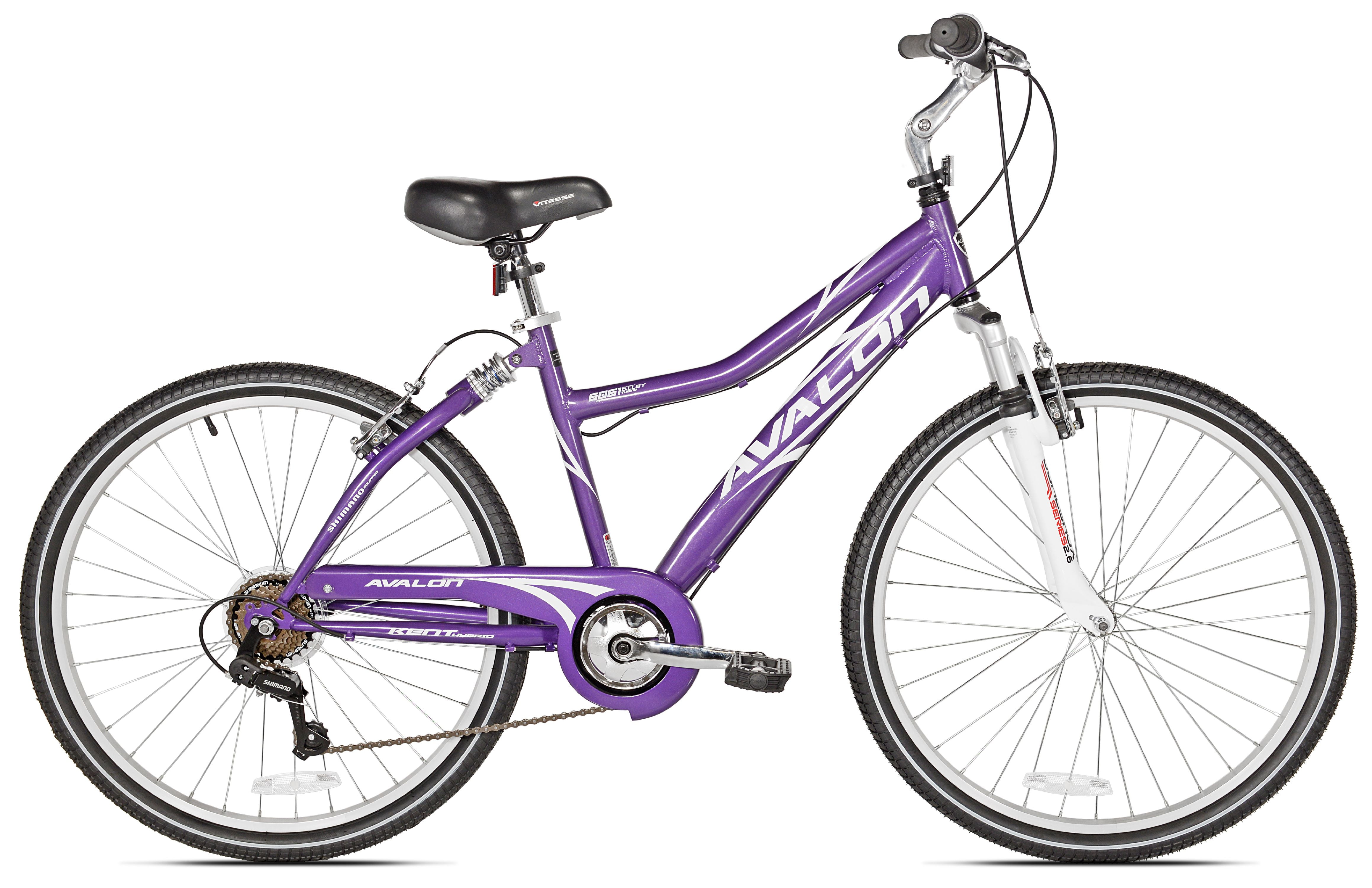 Kent Bicycles Avalon Comfort Hybrid Bike, Full Suspension, Adjustable Seat, (Purple, 26 in) oizzo