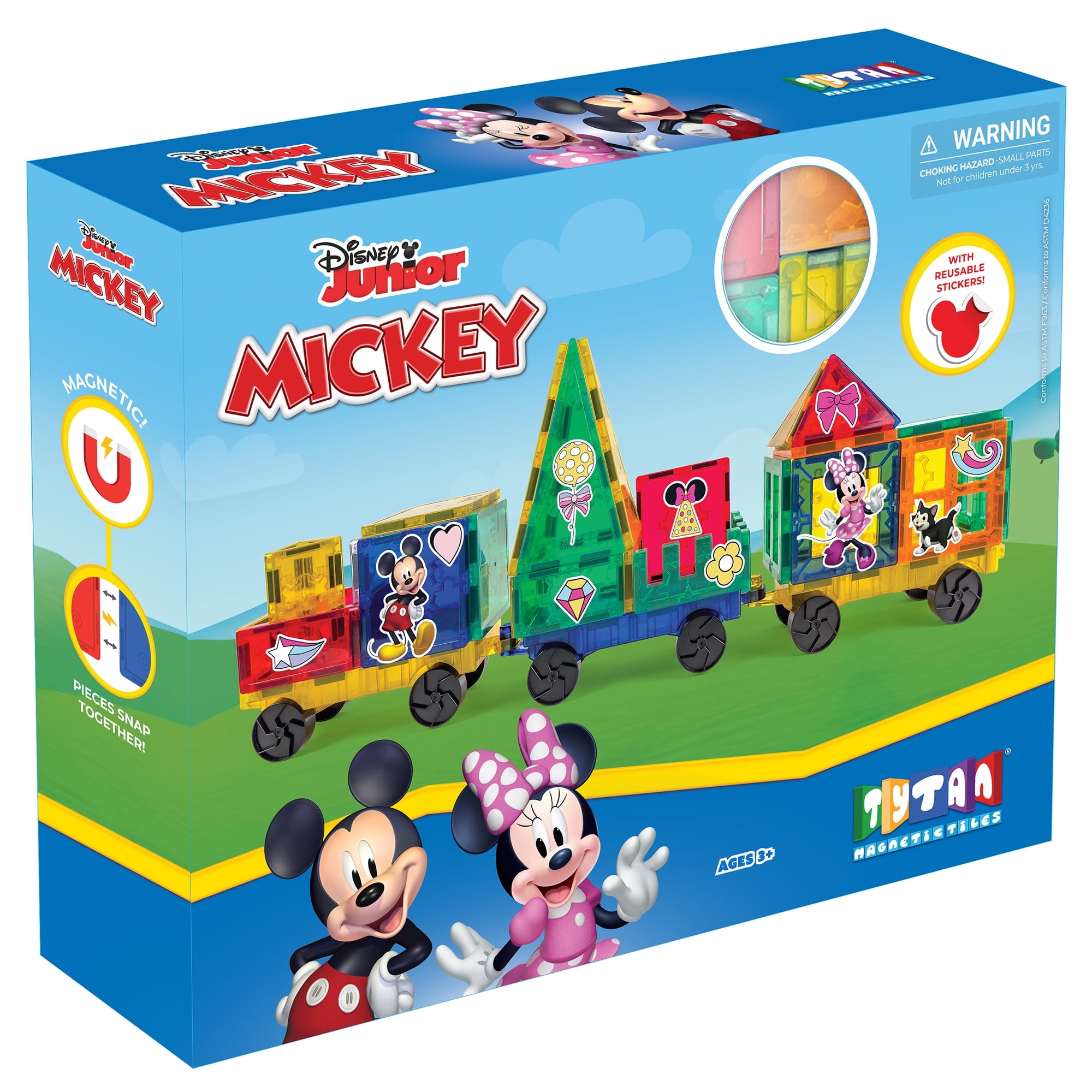 Tytan Disney Junior Mickey Mouse Magnetic Tile Building Set (41-Piece STEAM Learning Toy) xa3cs