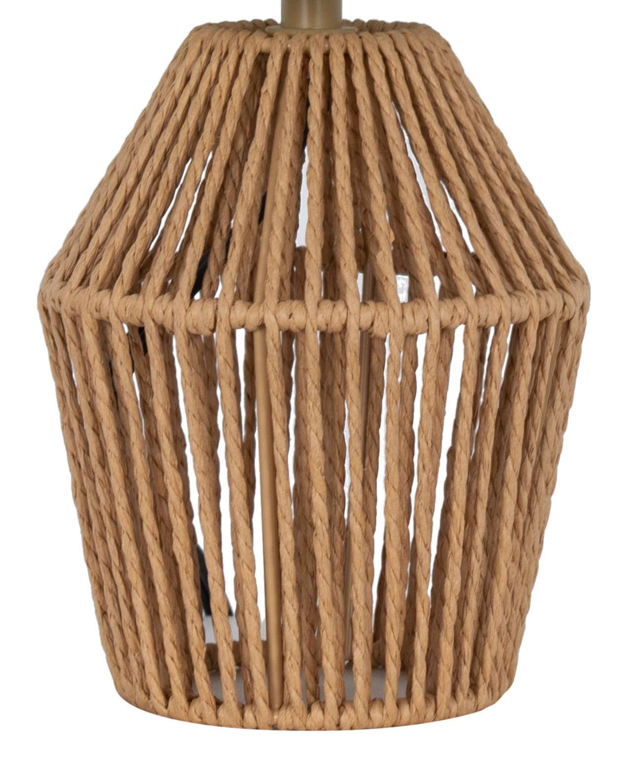 Mainstays Rope Mini Table Lamp, Farmhouse Accent Lighting, Brown Base with White Shade (12.75 in Height) g2t4f