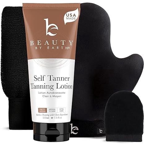 Beauty by Earth Self Tanner Lotion with Application Kit (Natural Sunless Tanning, 7.5 fl oz) c6zwb