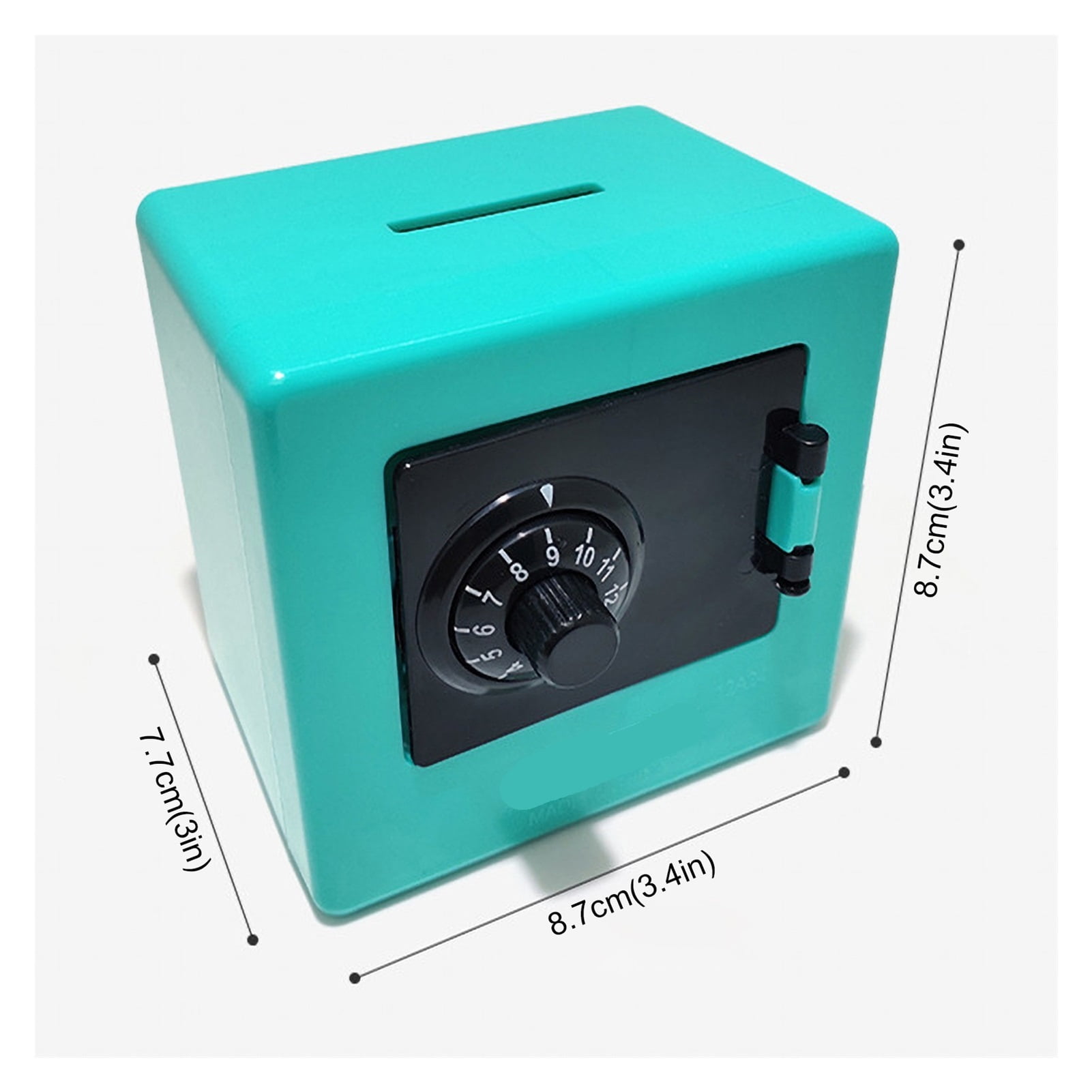 Momo Mini ATM Piggy Bank with Rotating Password Lock (Blue, 5.3 in x 5.3 in x 7.5 in) k5zqq