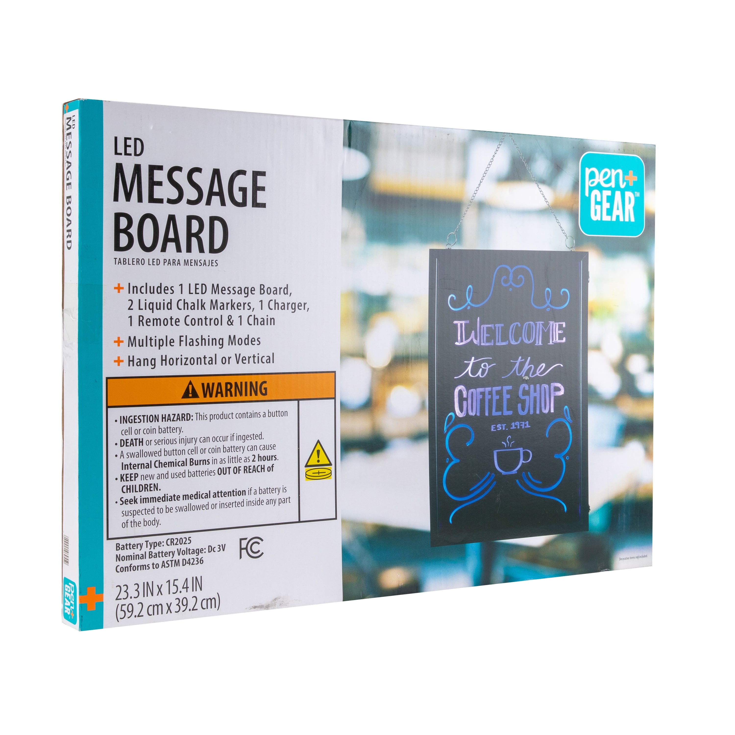 Pen+Gear LED Illuminated Message Board, Multi-Mode Flashing Display with Remote and Markers (15.7 in x 23.6 in) hptbb