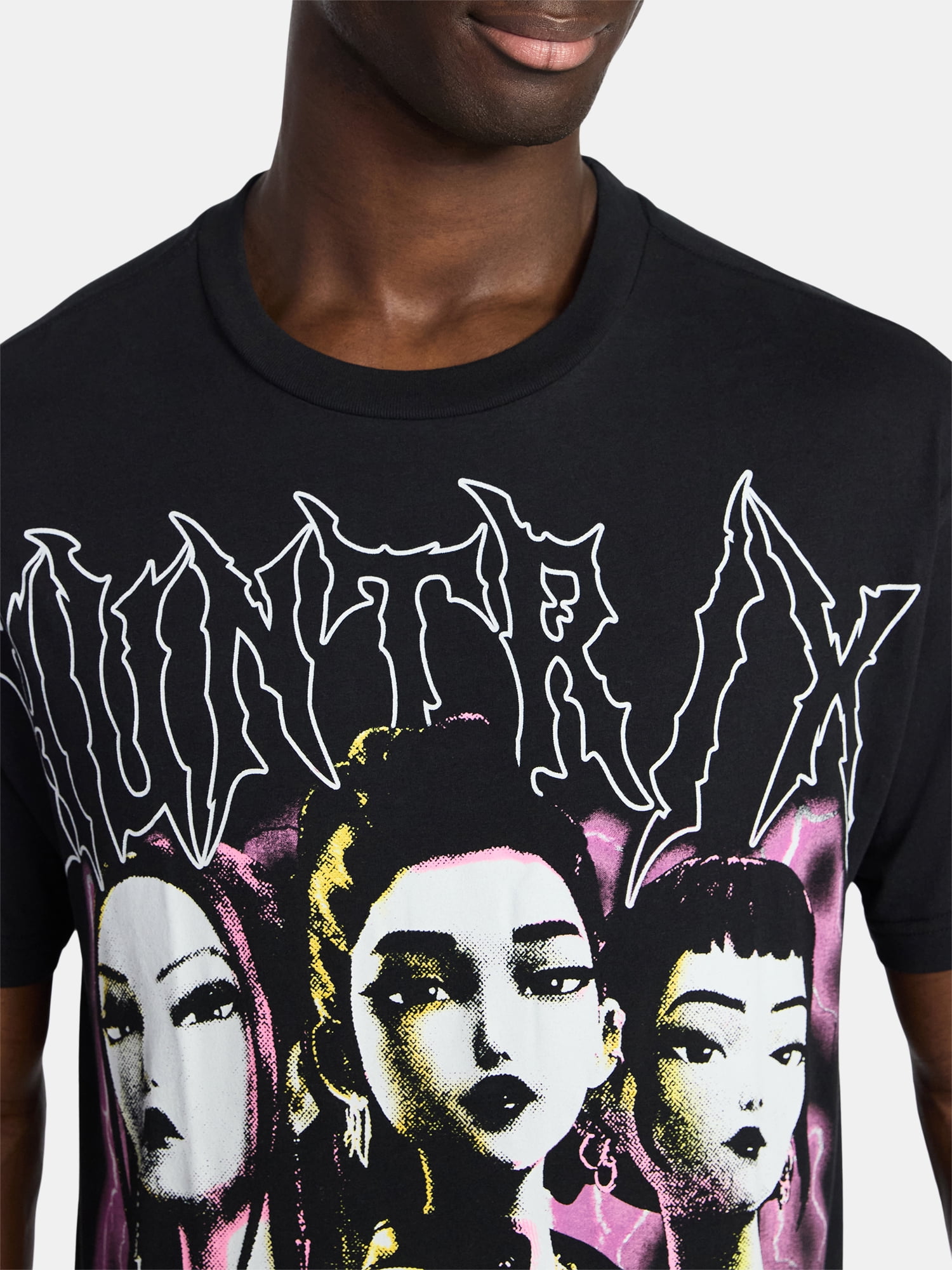 KPop Demon Hunters Men's Huntrix Poster Oversized Graphic Tee (Black, XS) er0dm