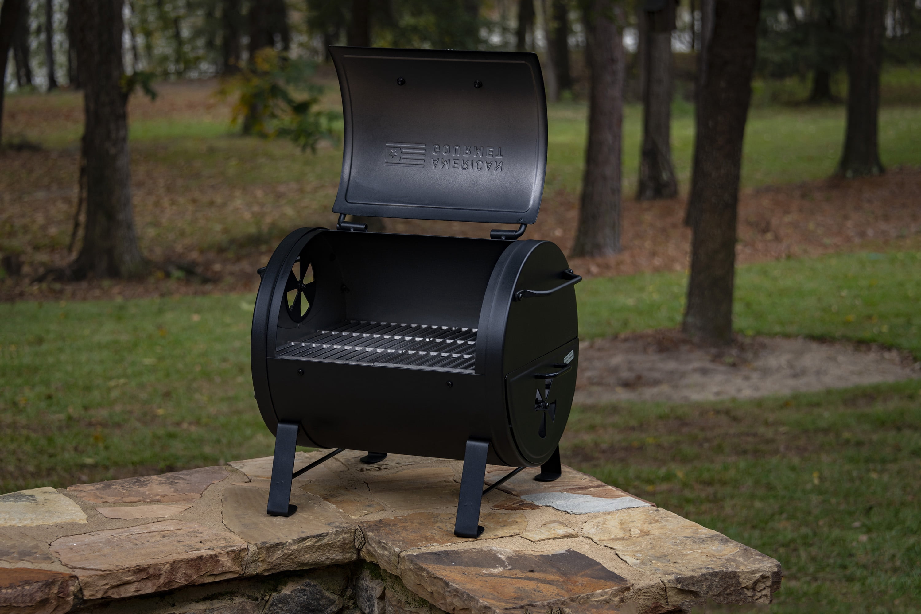 Charbroil American Gourmet Charcoal Tabletop Grill and Offset Firebox (Black, 260 sq in) 5ih7m