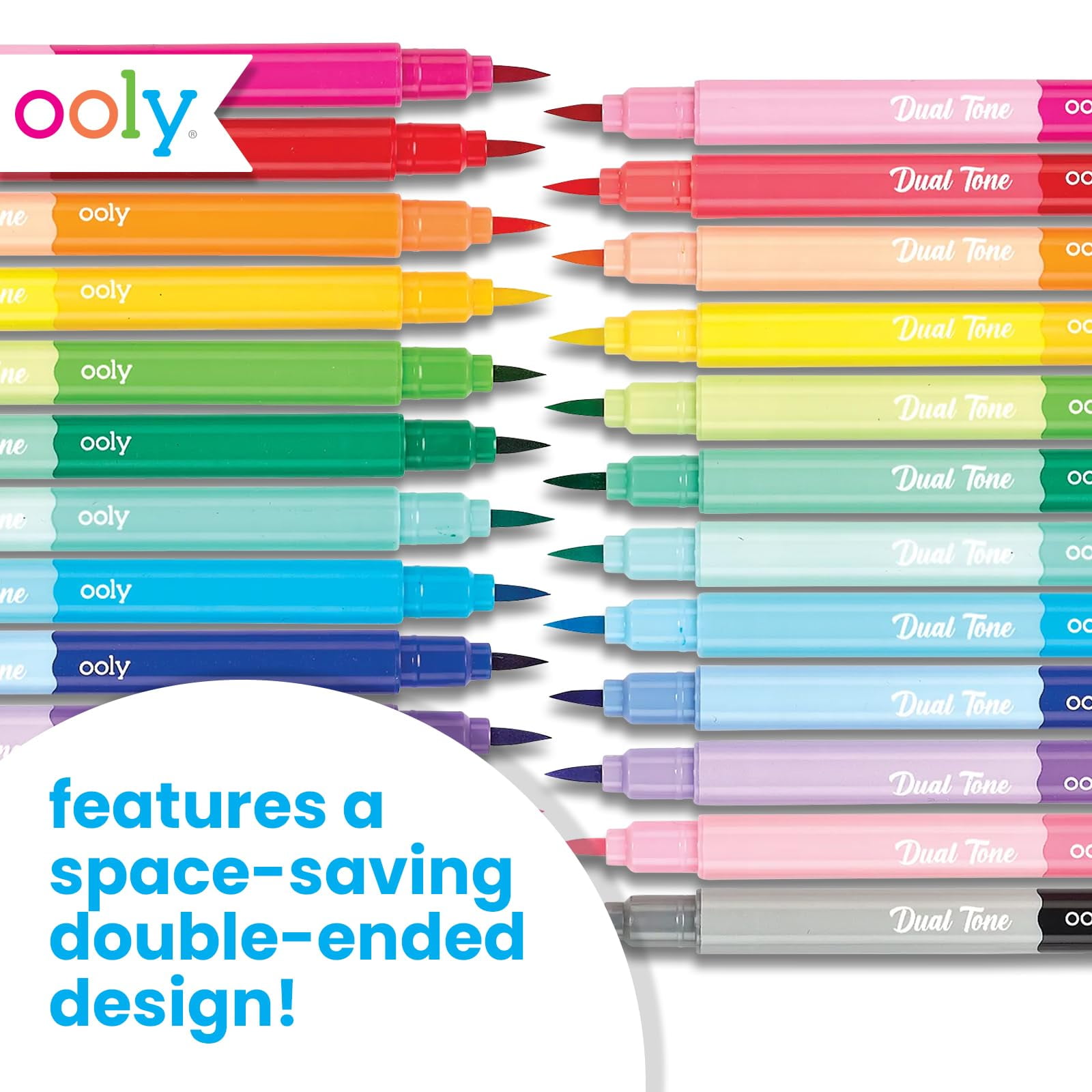 OOLY Dual Tone Double-Ended Brush Markers (24 Colors, 12 Count) xdfhp